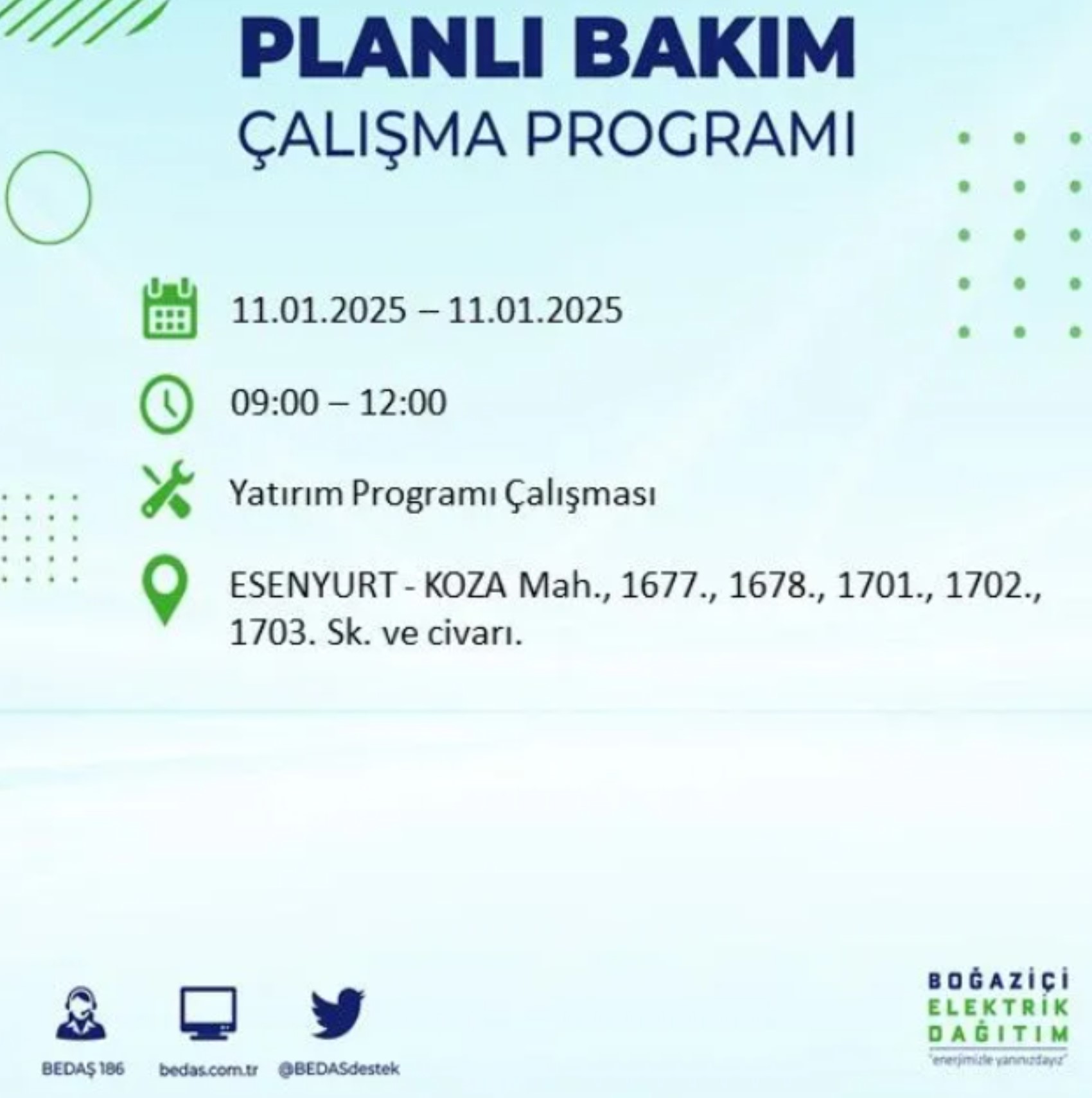 BEDAŞ açıkladı... İstanbul'da elektrik kesintisi: 11 Ocak'ta hangi mahalleler etkilenecek?