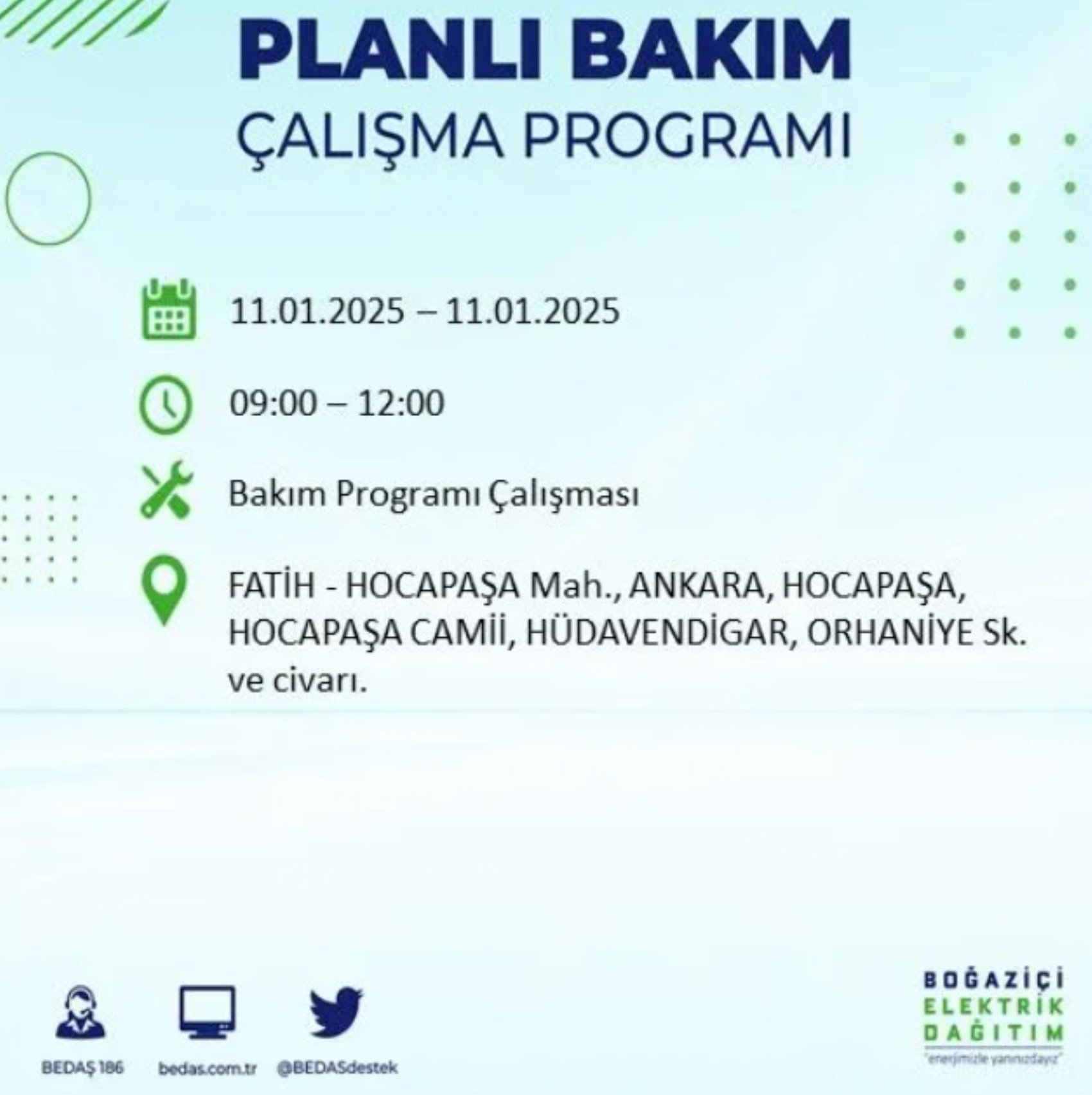 BEDAŞ açıkladı... İstanbul'da elektrik kesintisi: 11 Ocak'ta hangi mahalleler etkilenecek?