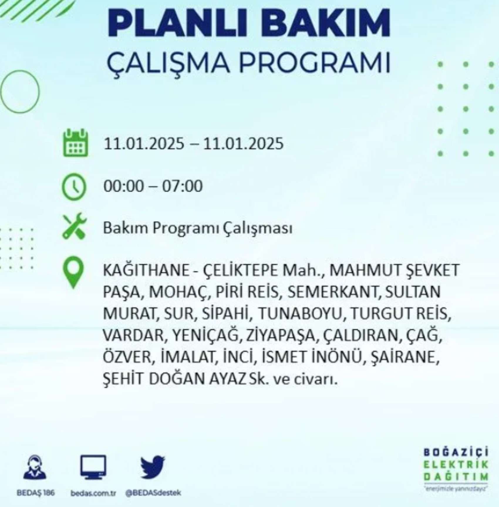 BEDAŞ açıkladı... İstanbul'da elektrik kesintisi: 11 Ocak'ta hangi mahalleler etkilenecek?