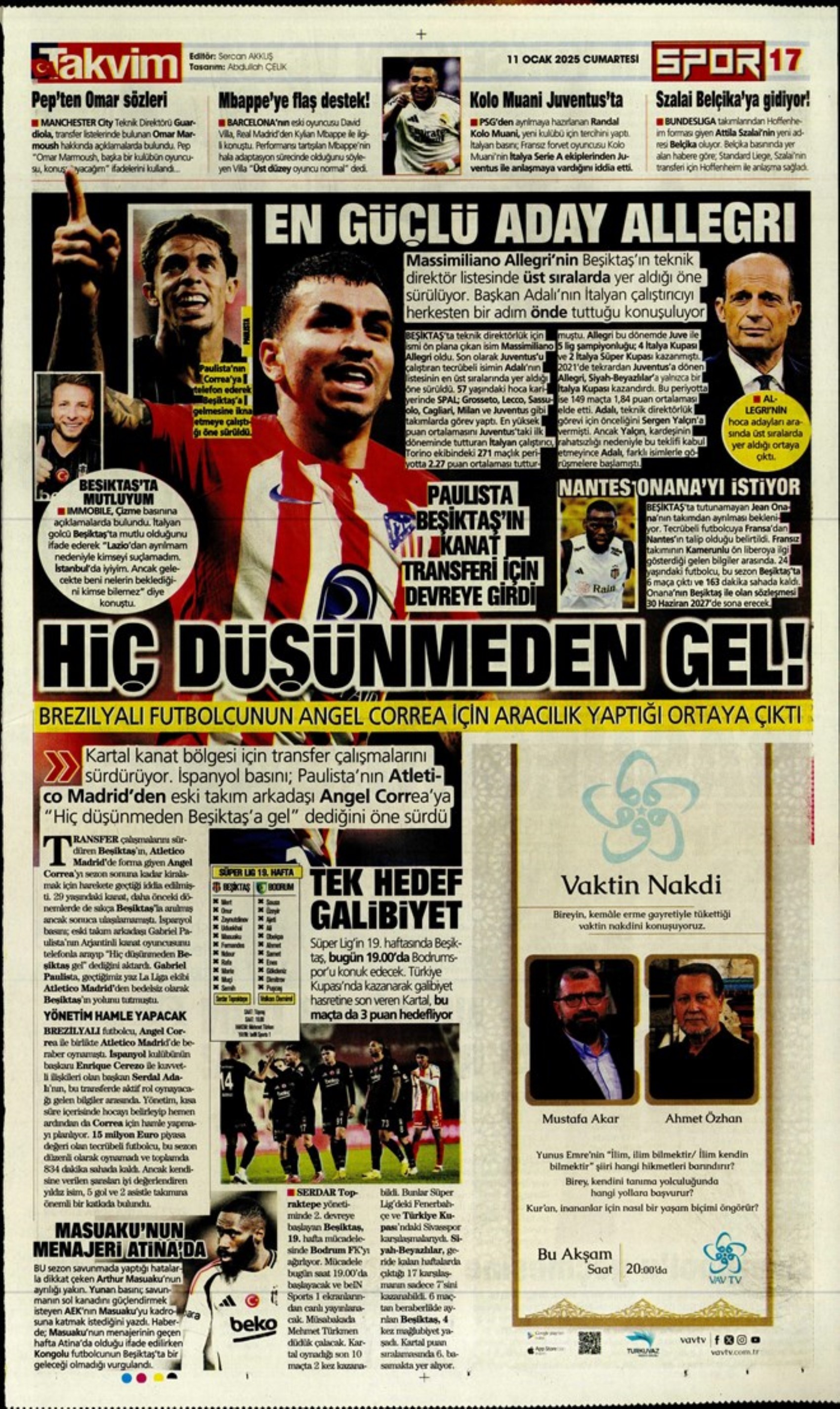 Mourinho attende urgentemente un difensore centrale... Il Galatasaray punta su Gouiri: le prime pagine sportive dell'11 gennaio
