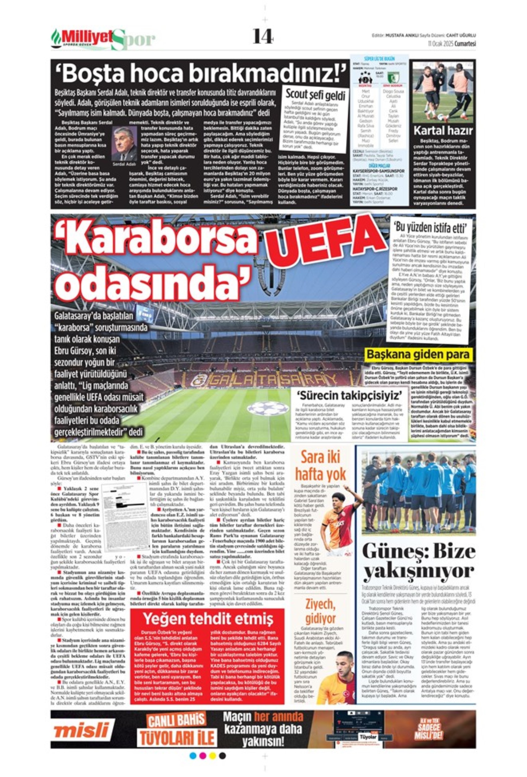 Mourinho attende urgentemente un difensore centrale... Il Galatasaray punta su Gouiri: le prime pagine sportive dell'11 gennaio