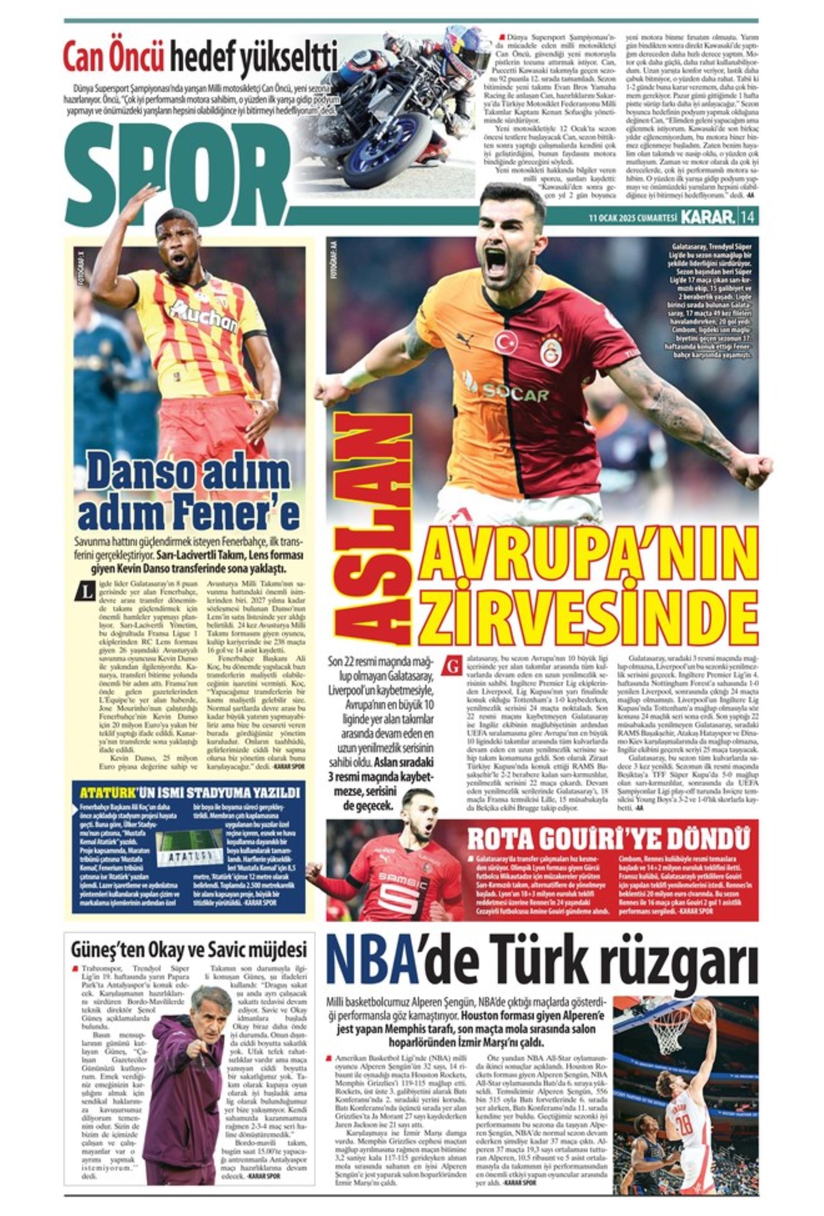 Mourinho attende urgentemente un difensore centrale... Il Galatasaray punta su Gouiri: le prime pagine sportive dell'11 gennaio