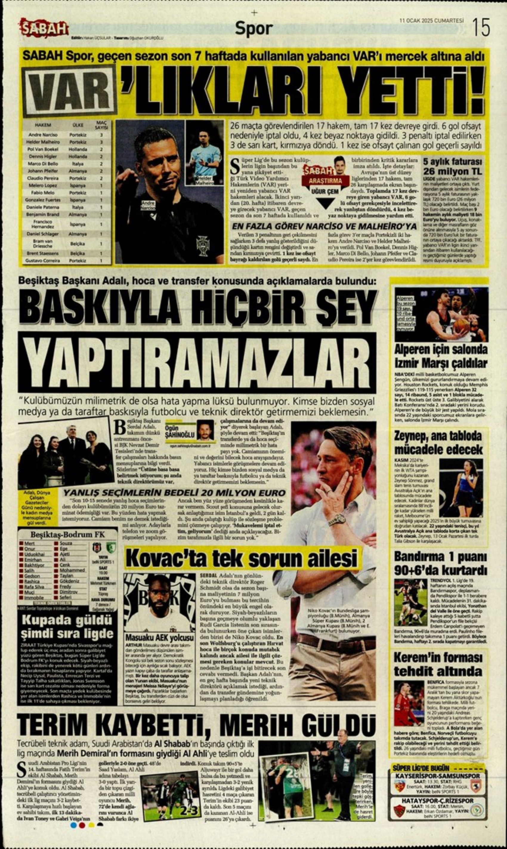 Mourinho attende urgentemente un difensore centrale... Il Galatasaray punta su Gouiri: le prime pagine sportive dell'11 gennaio