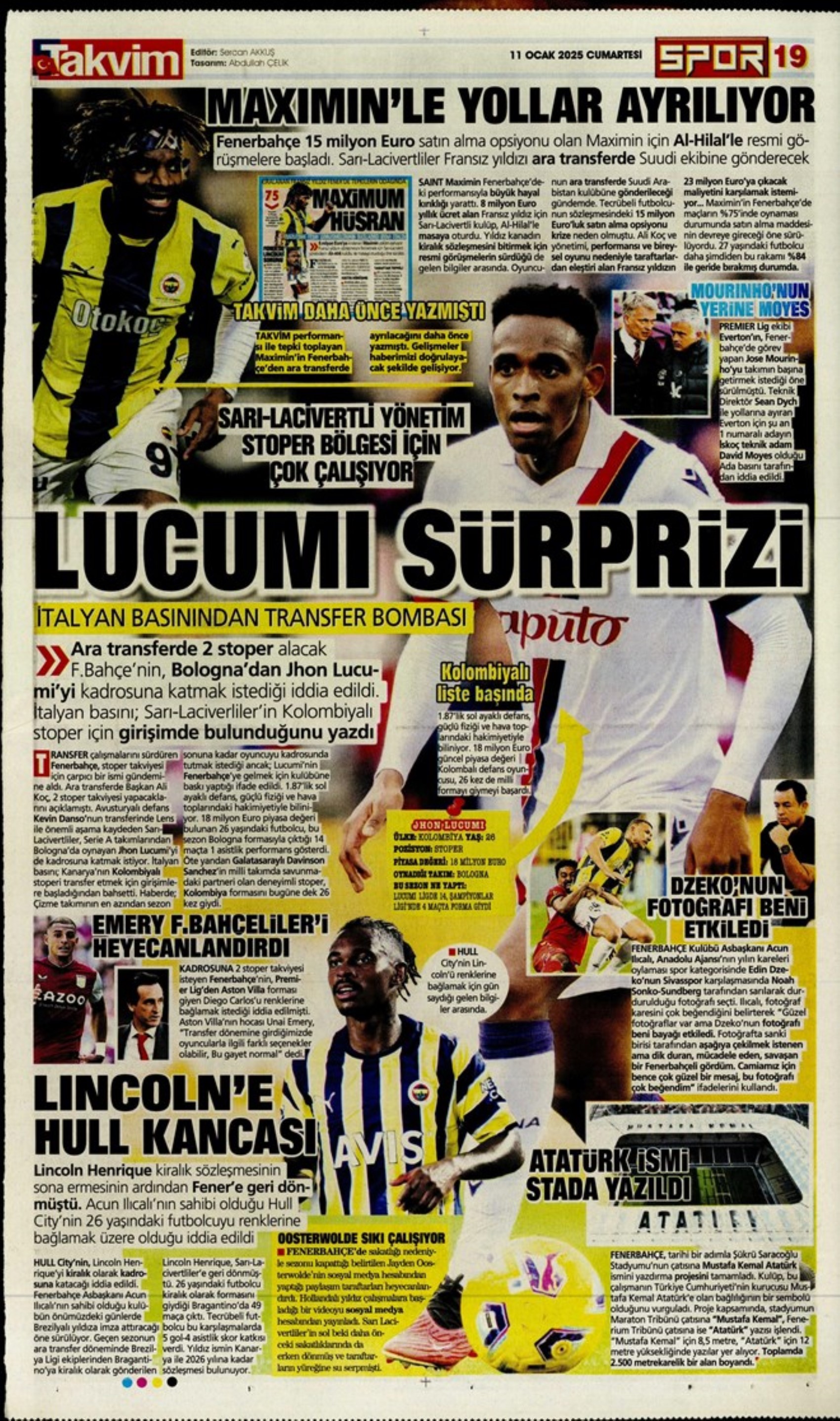 Mourinho attende urgentemente un difensore centrale... Il Galatasaray punta su Gouiri: le prime pagine sportive dell'11 gennaio