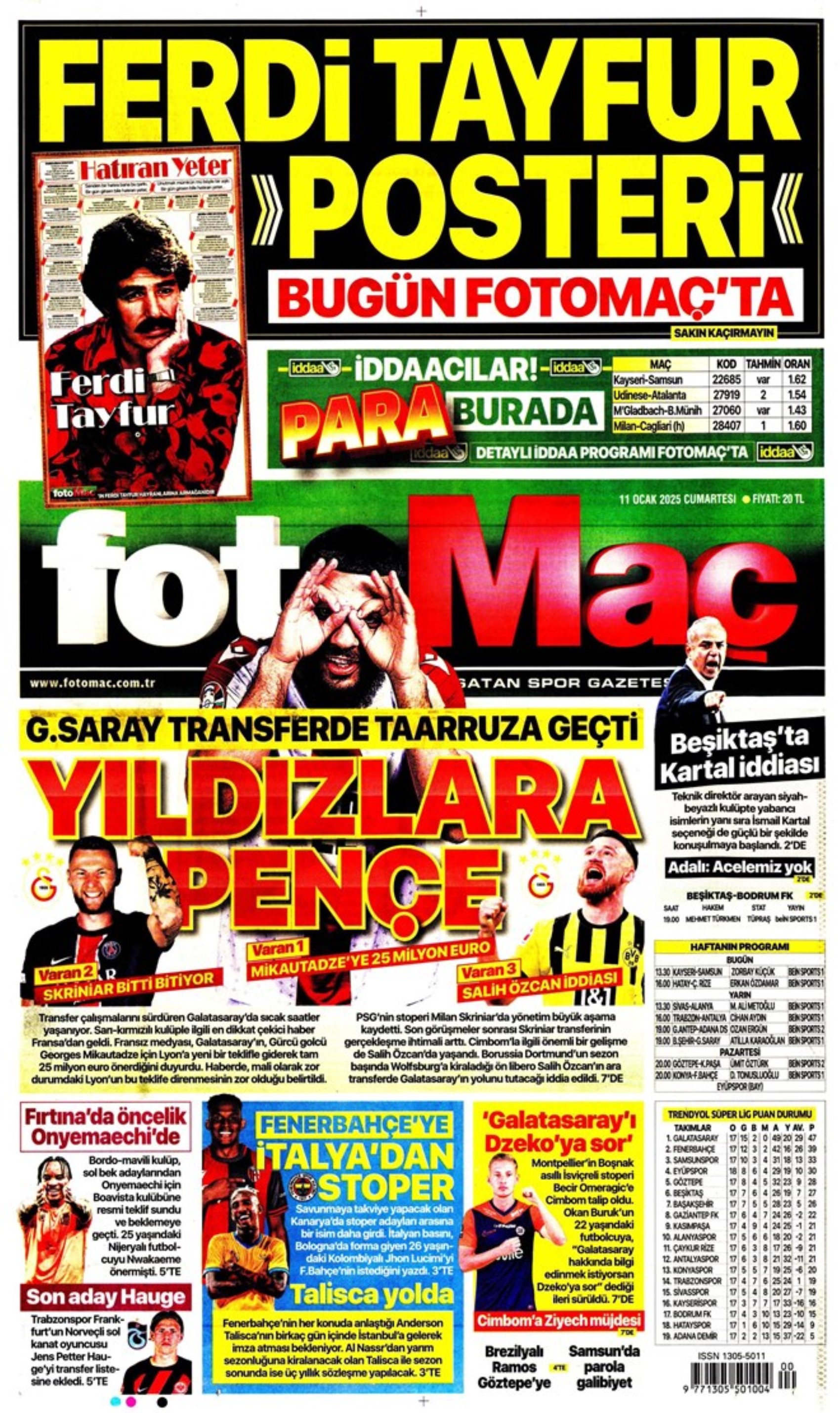 Mourinho attende urgentemente un difensore centrale... Il Galatasaray punta su Gouiri: le prime pagine sportive dell'11 gennaio