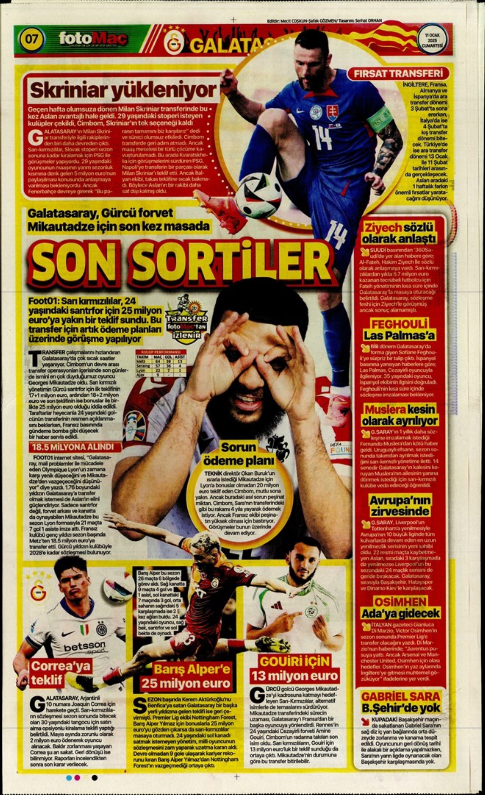 Mourinho attende urgentemente un difensore centrale... Il Galatasaray punta su Gouiri: le prime pagine sportive dell'11 gennaio