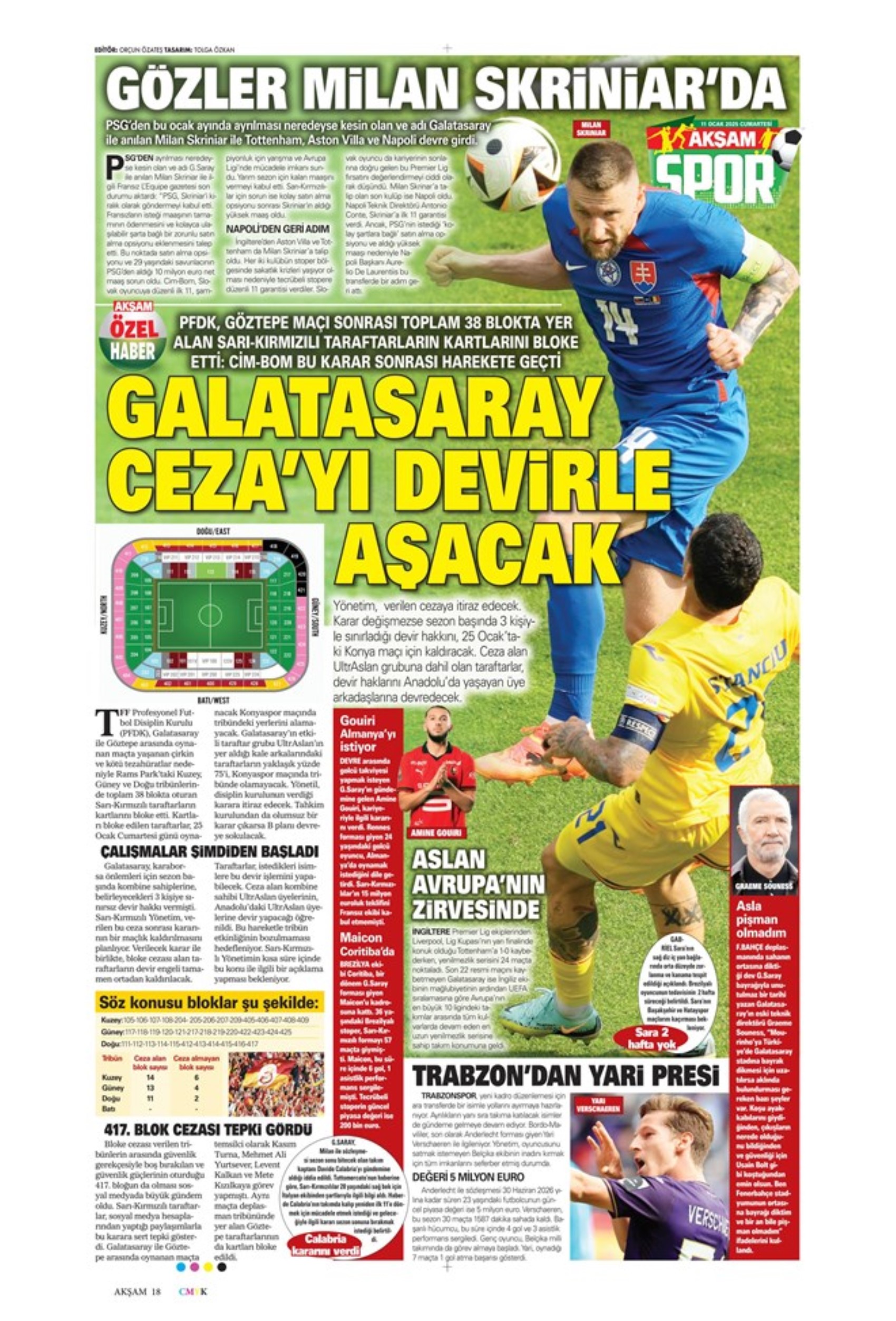 Mourinho attende urgentemente un difensore centrale... Il Galatasaray punta su Gouiri: le prime pagine sportive dell'11 gennaio