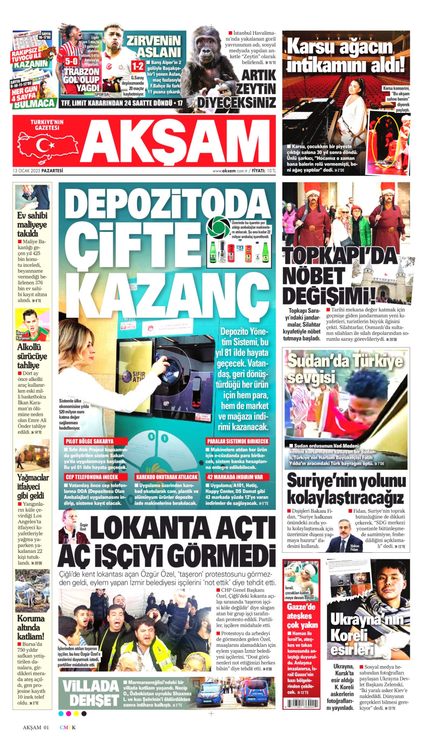 13 Ocak 2025 gazete manşetleri: ‘Milletin parası faize gitti’, ‘Hem maaş vermiyor hem tehdit ediyor’, ‘Rizeliler Erdoğan’a kırmızı kart gösterdi’