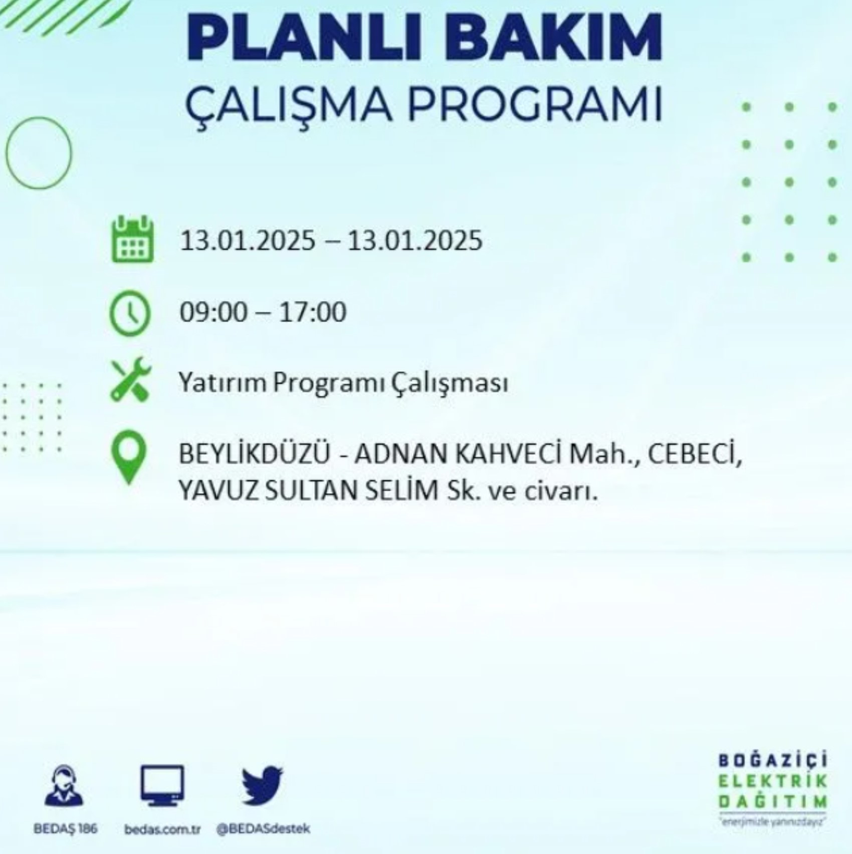 BEDAŞ açıkladı... İstanbul'da elektrik kesintisi: 13 Ocak'ta hangi mahalleler etkilenecek?