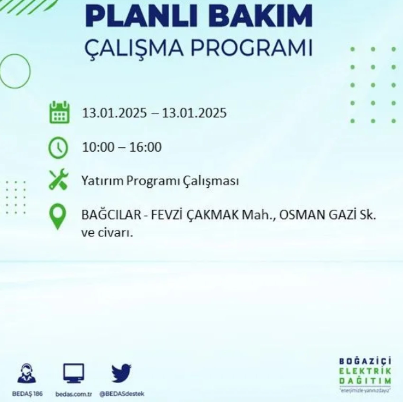 BEDAŞ açıkladı... İstanbul'da elektrik kesintisi: 13 Ocak'ta hangi mahalleler etkilenecek?