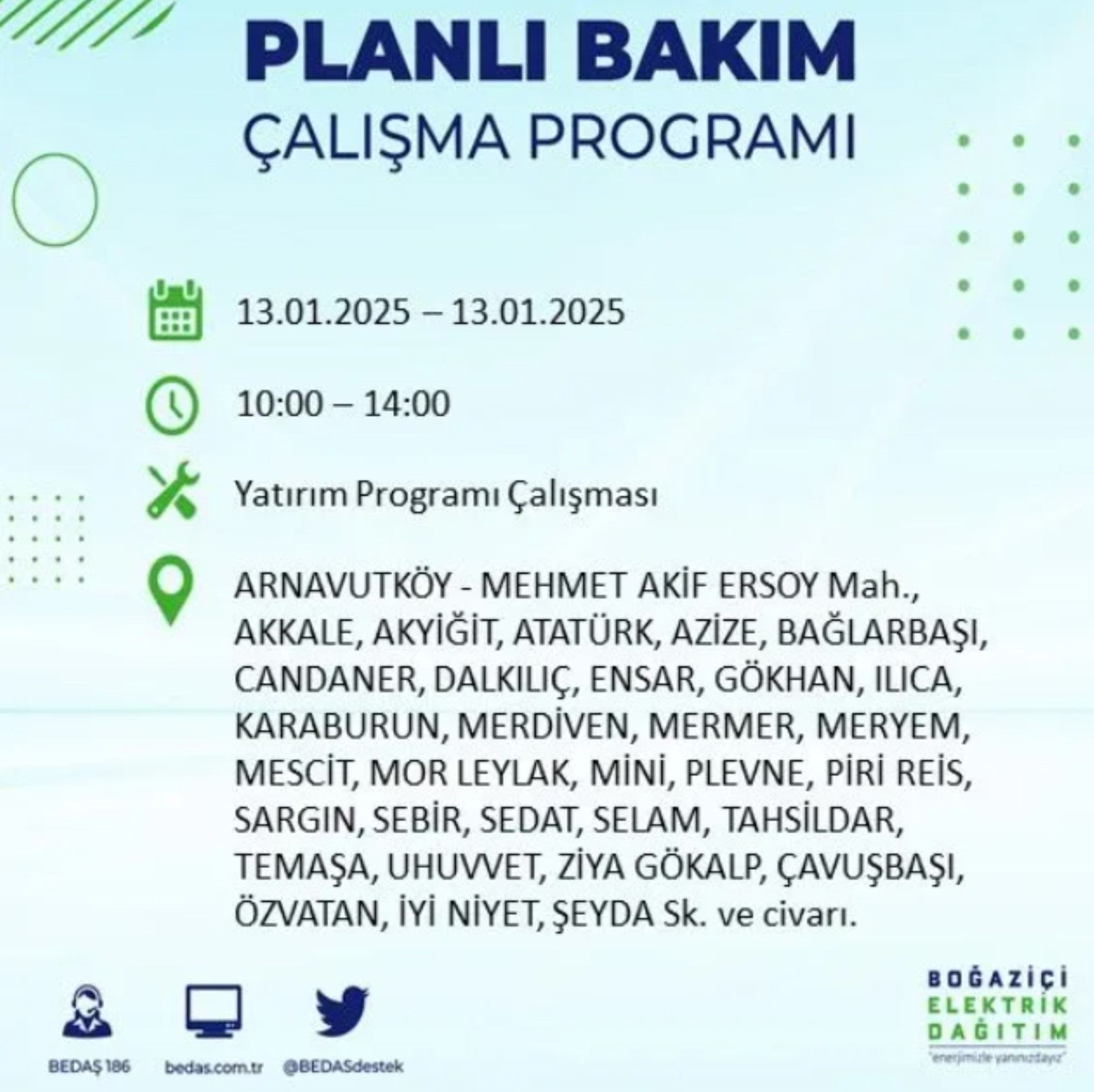 BEDAŞ açıkladı... İstanbul'da elektrik kesintisi: 13 Ocak'ta hangi mahalleler etkilenecek?