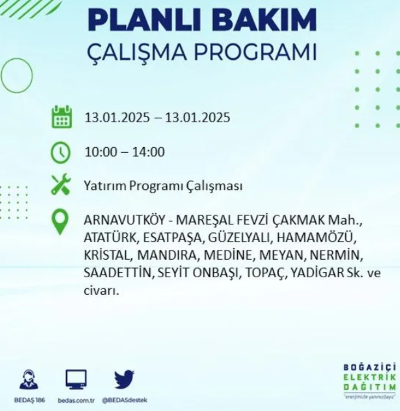 BEDAŞ açıkladı... İstanbul'da elektrik kesintisi: 13 Ocak'ta hangi mahalleler etkilenecek?