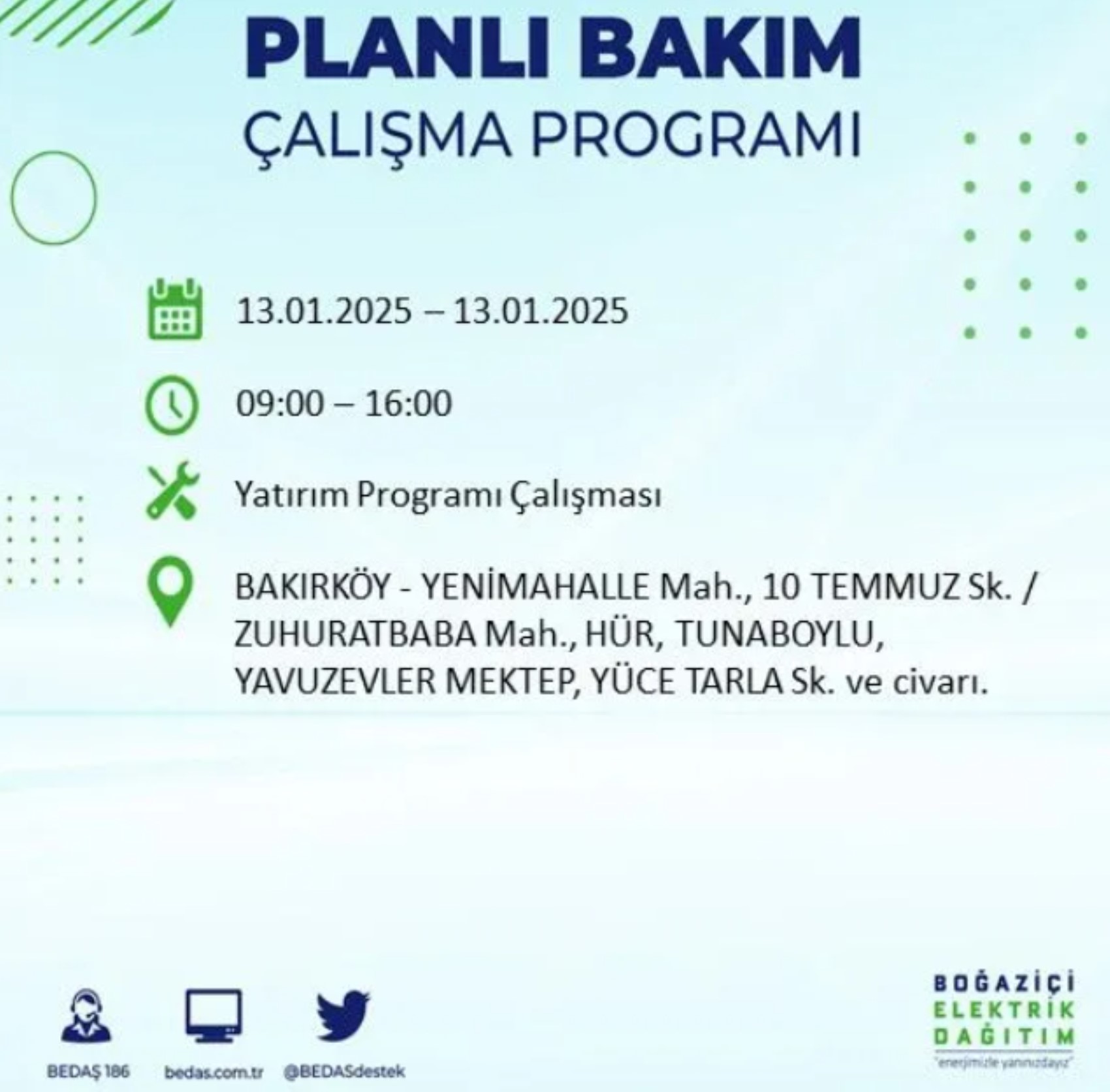 BEDAŞ açıkladı... İstanbul'da elektrik kesintisi: 13 Ocak'ta hangi mahalleler etkilenecek?