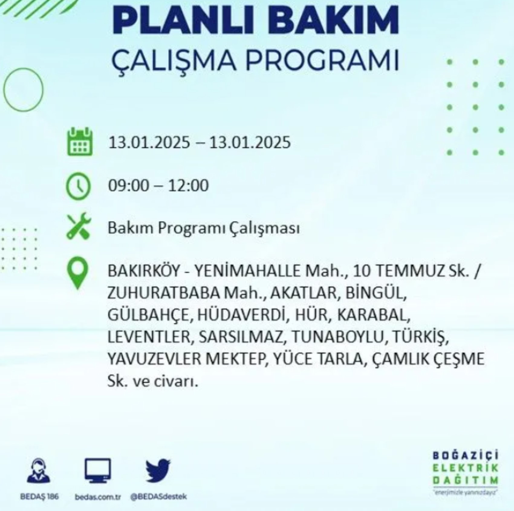 BEDAŞ açıkladı... İstanbul'da elektrik kesintisi: 13 Ocak'ta hangi mahalleler etkilenecek?