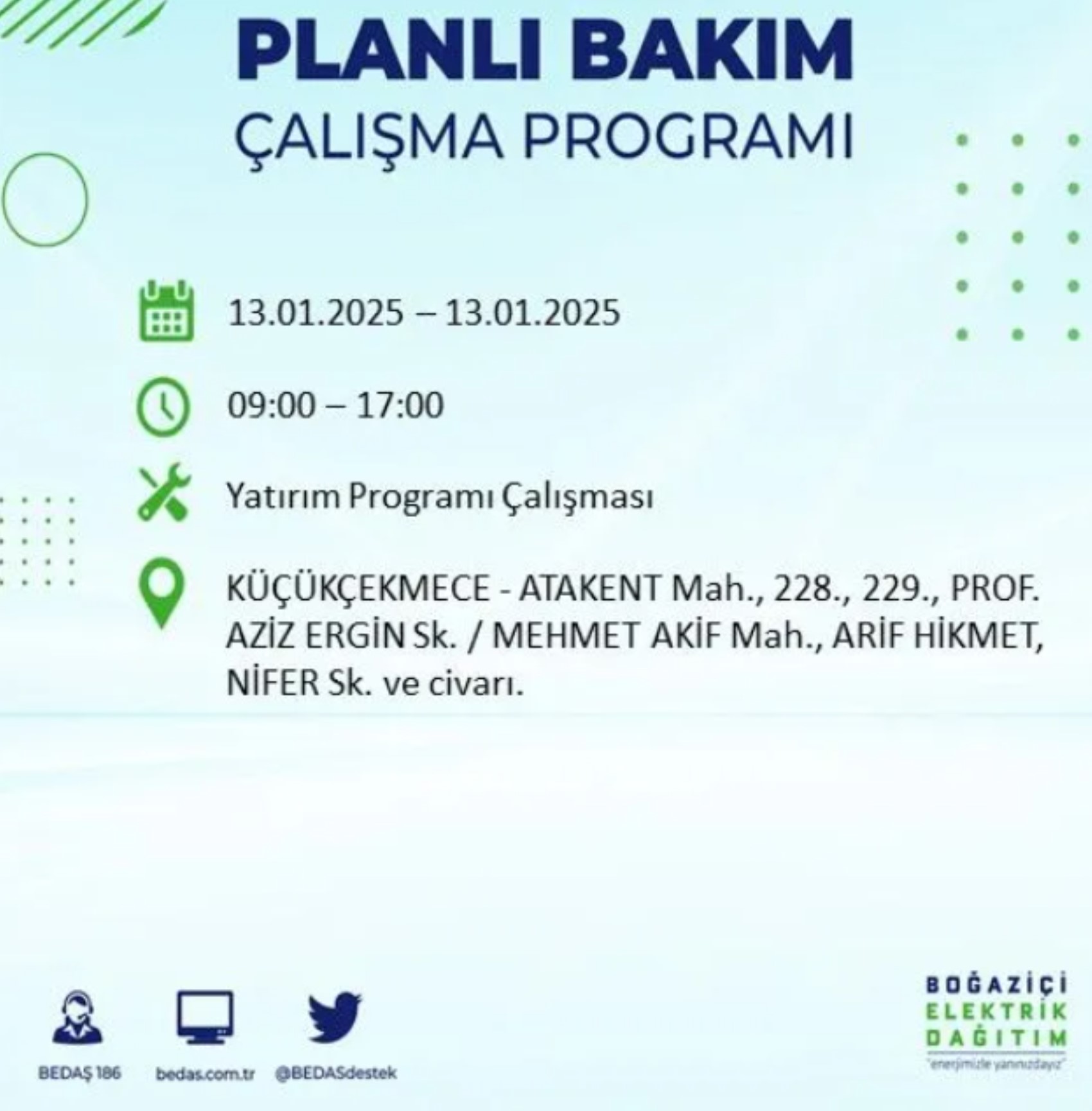 BEDAŞ açıkladı... İstanbul'da elektrik kesintisi: 13 Ocak'ta hangi mahalleler etkilenecek?