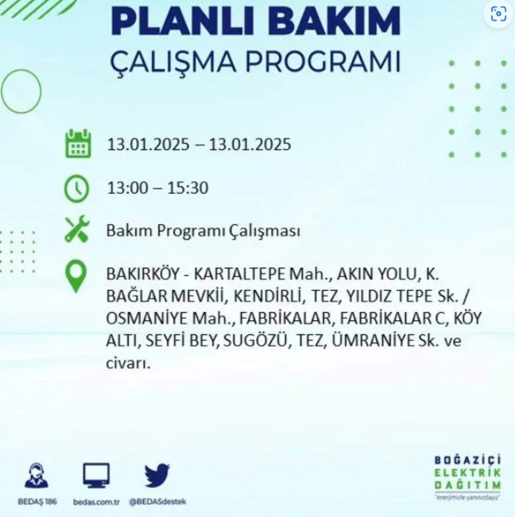 BEDAŞ açıkladı... İstanbul'da elektrik kesintisi: 13 Ocak'ta hangi mahalleler etkilenecek?