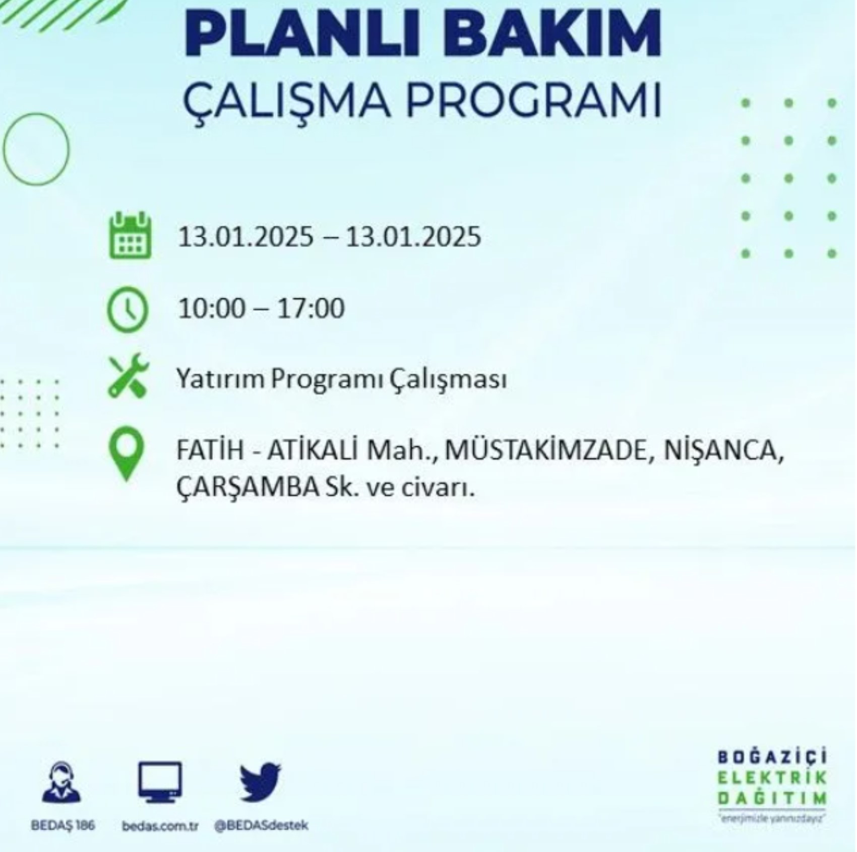 BEDAŞ açıkladı... İstanbul'da elektrik kesintisi: 13 Ocak'ta hangi mahalleler etkilenecek?