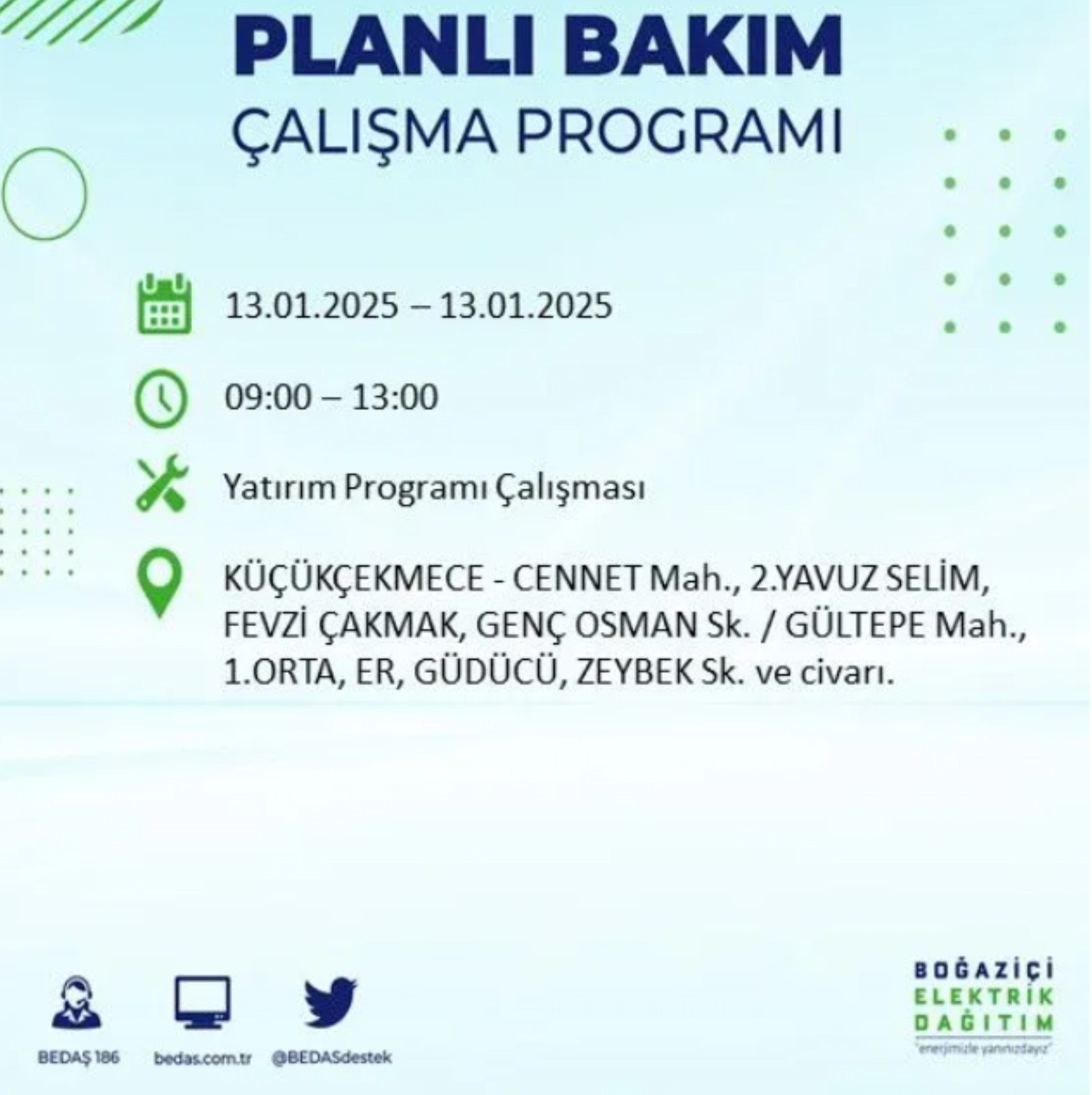 BEDAŞ açıkladı... İstanbul'da elektrik kesintisi: 13 Ocak'ta hangi mahalleler etkilenecek?