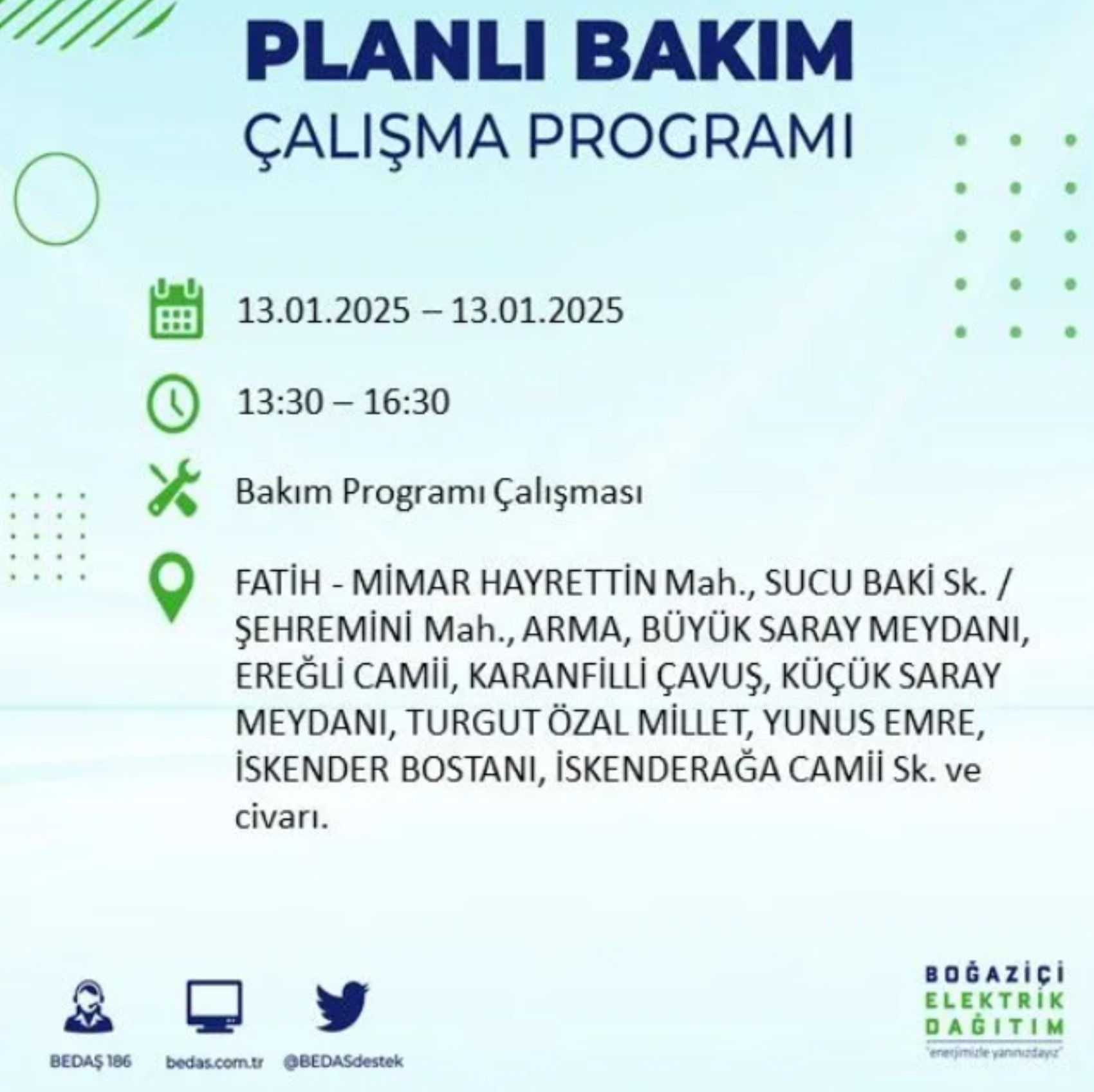 BEDAŞ açıkladı... İstanbul'da elektrik kesintisi: 13 Ocak'ta hangi mahalleler etkilenecek?