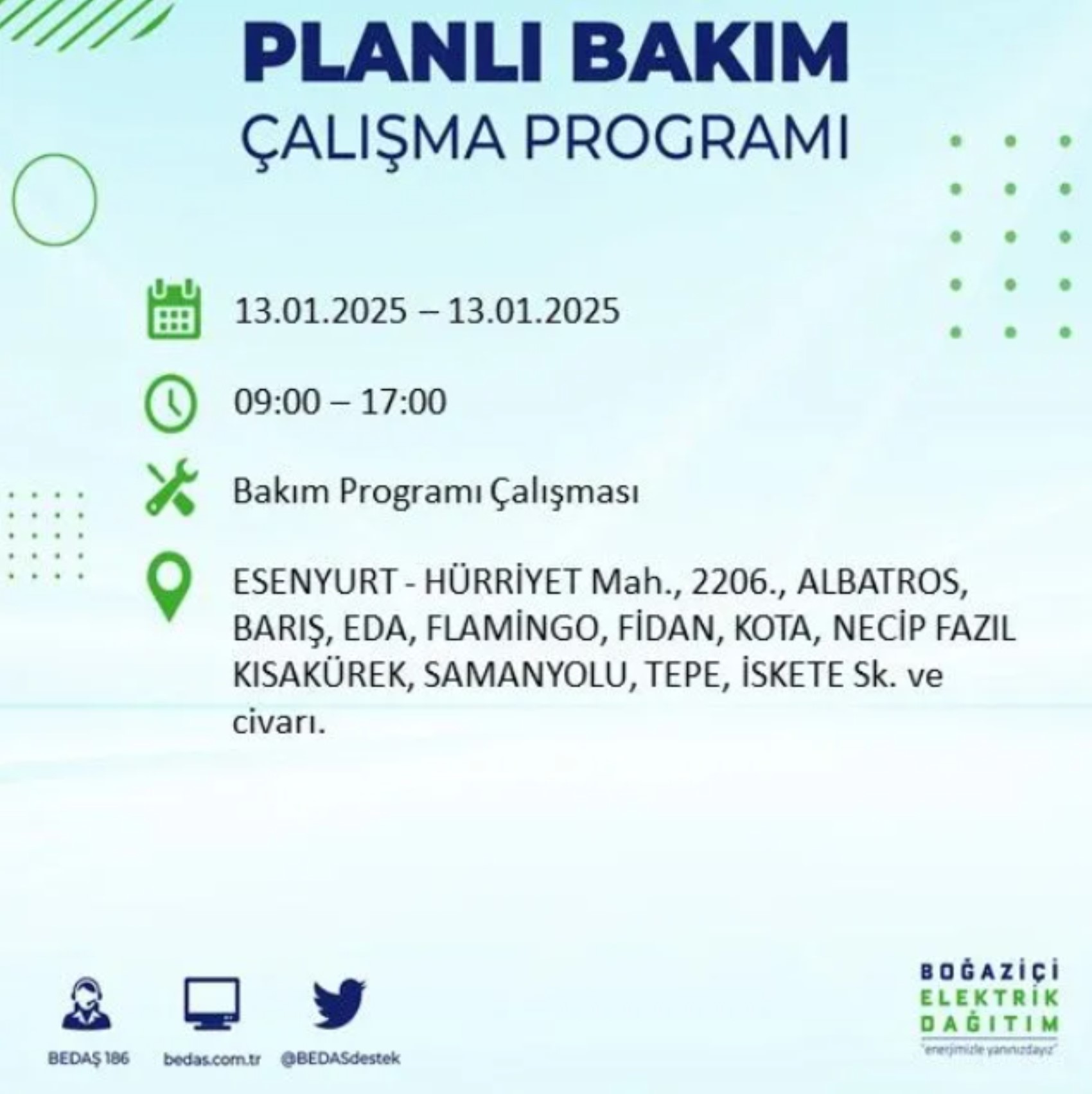 BEDAŞ açıkladı... İstanbul'da elektrik kesintisi: 13 Ocak'ta hangi mahalleler etkilenecek?