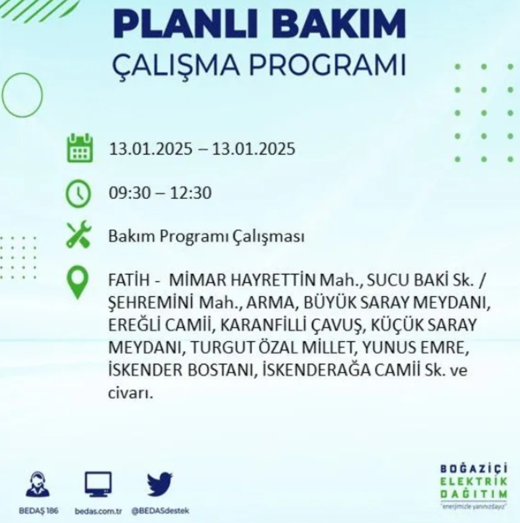 BEDAŞ açıkladı... İstanbul'da elektrik kesintisi: 13 Ocak'ta hangi mahalleler etkilenecek?