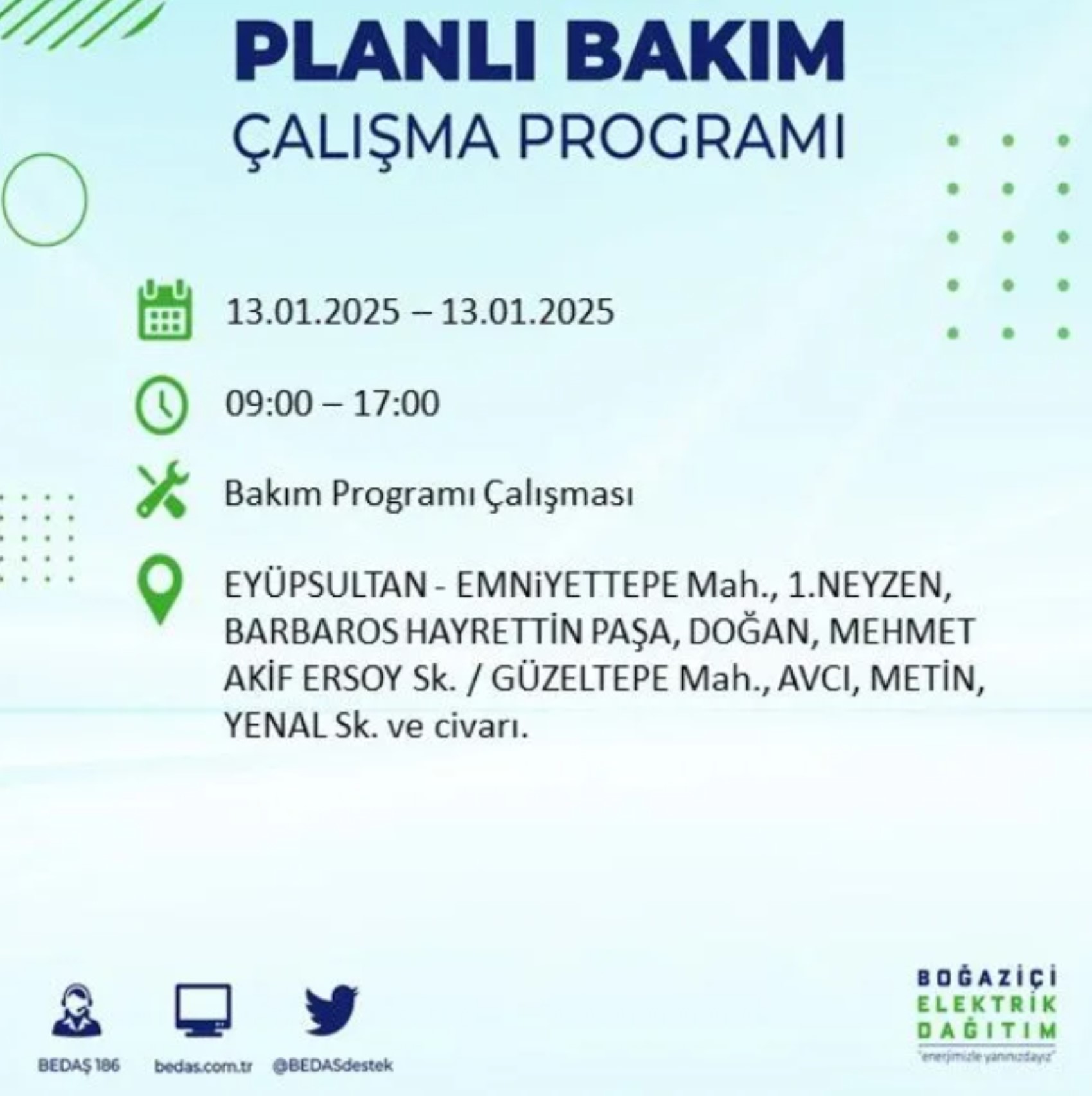 BEDAŞ açıkladı... İstanbul'da elektrik kesintisi: 13 Ocak'ta hangi mahalleler etkilenecek?