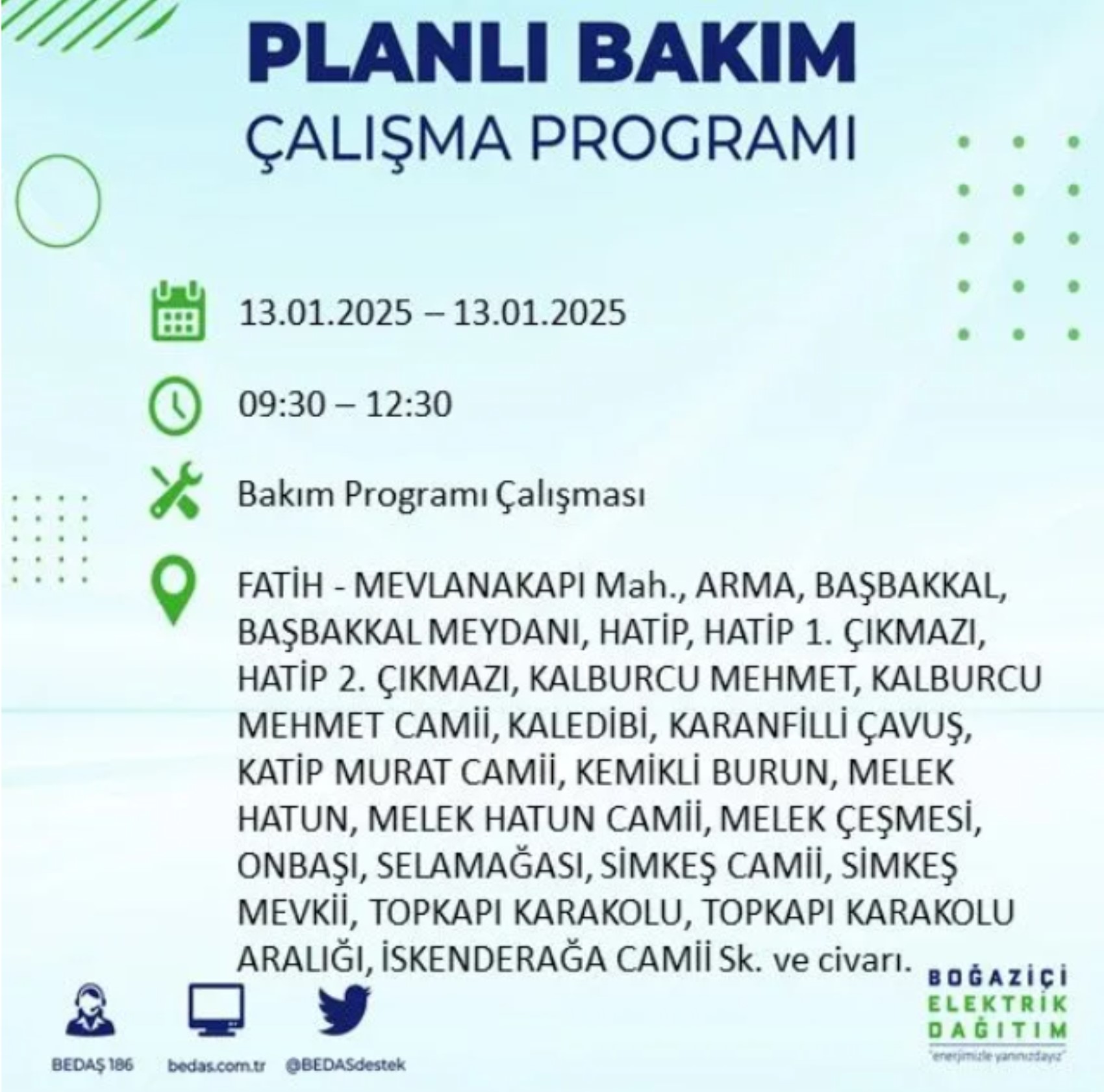 BEDAŞ açıkladı... İstanbul'da elektrik kesintisi: 13 Ocak'ta hangi mahalleler etkilenecek?