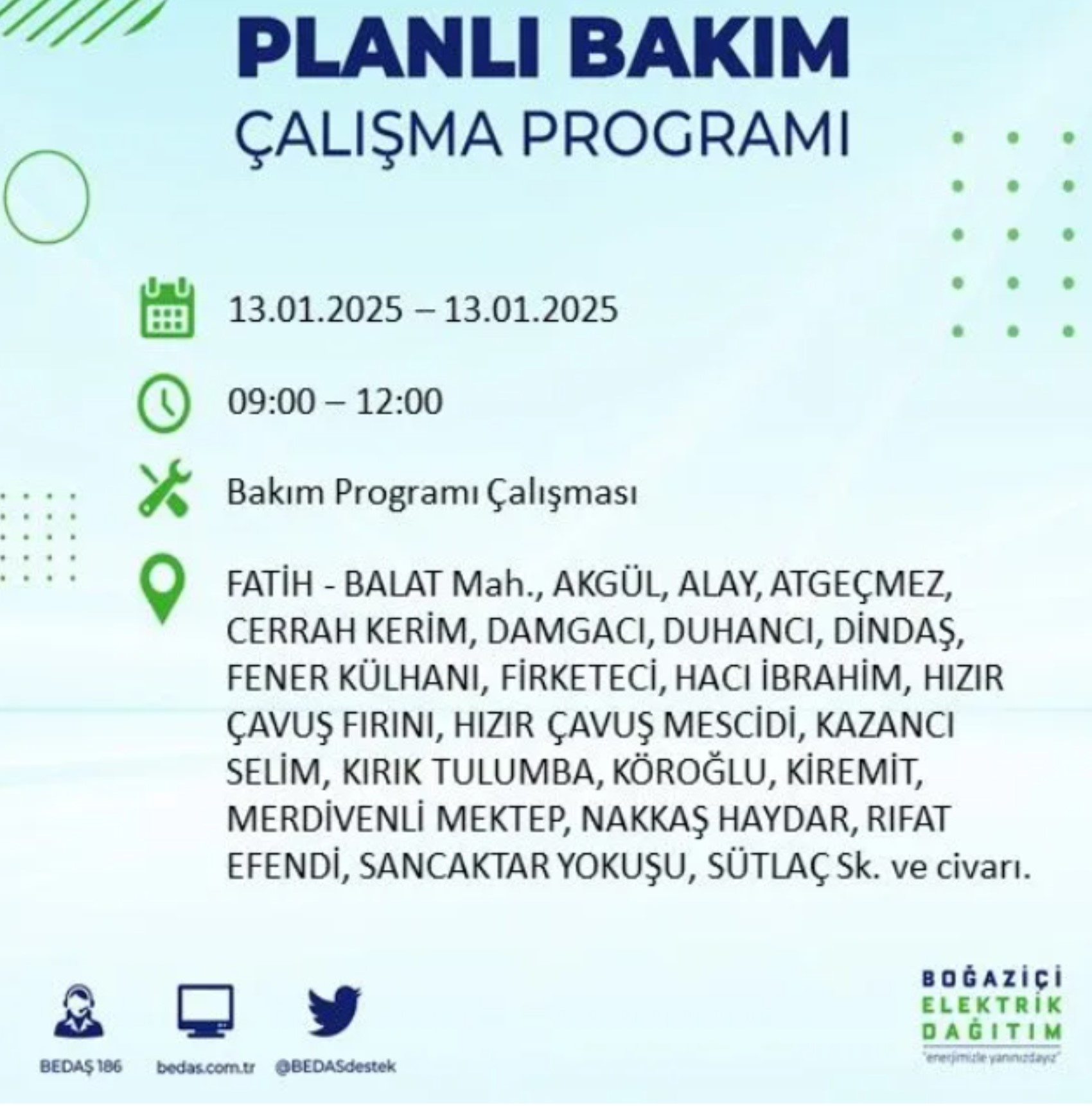 BEDAŞ açıkladı... İstanbul'da elektrik kesintisi: 13 Ocak'ta hangi mahalleler etkilenecek?