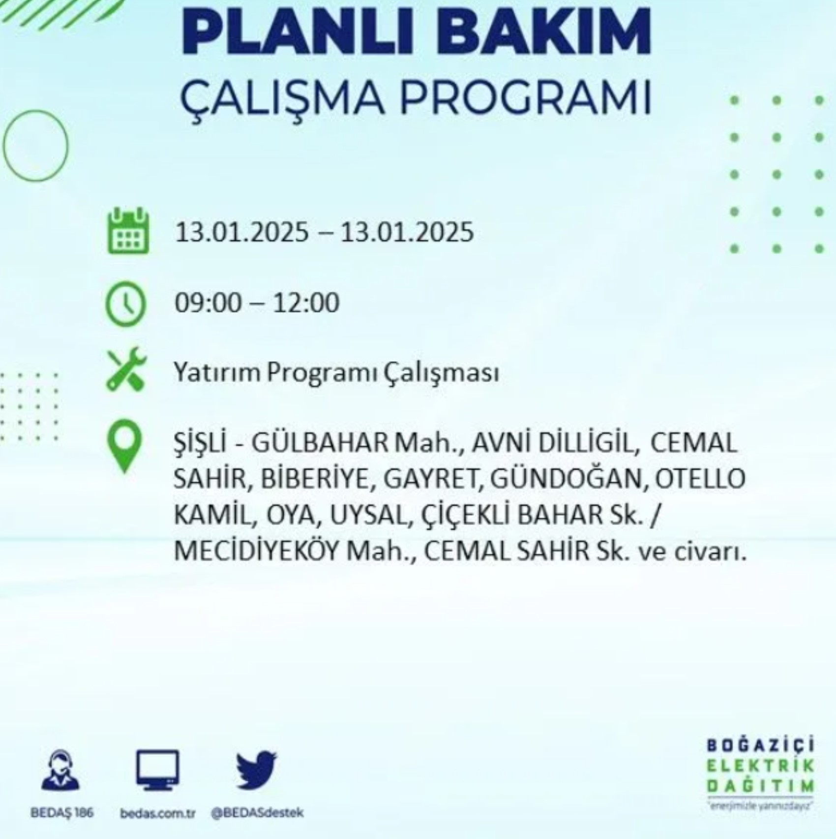 BEDAŞ açıkladı... İstanbul'da elektrik kesintisi: 13 Ocak'ta hangi mahalleler etkilenecek?