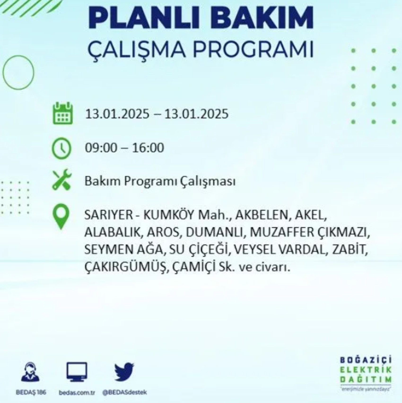 BEDAŞ açıkladı... İstanbul'da elektrik kesintisi: 13 Ocak'ta hangi mahalleler etkilenecek?