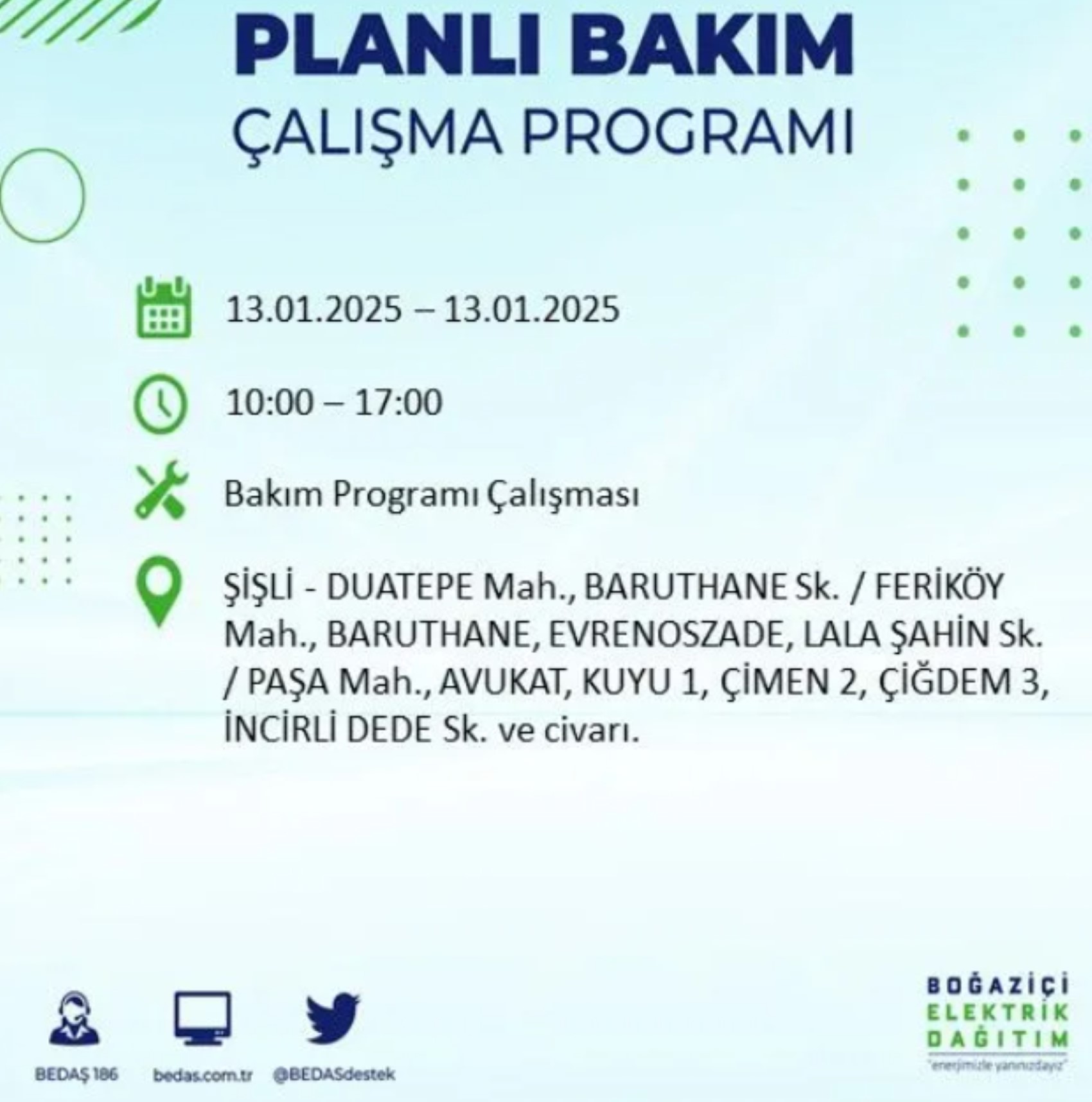 BEDAŞ açıkladı... İstanbul'da elektrik kesintisi: 13 Ocak'ta hangi mahalleler etkilenecek?