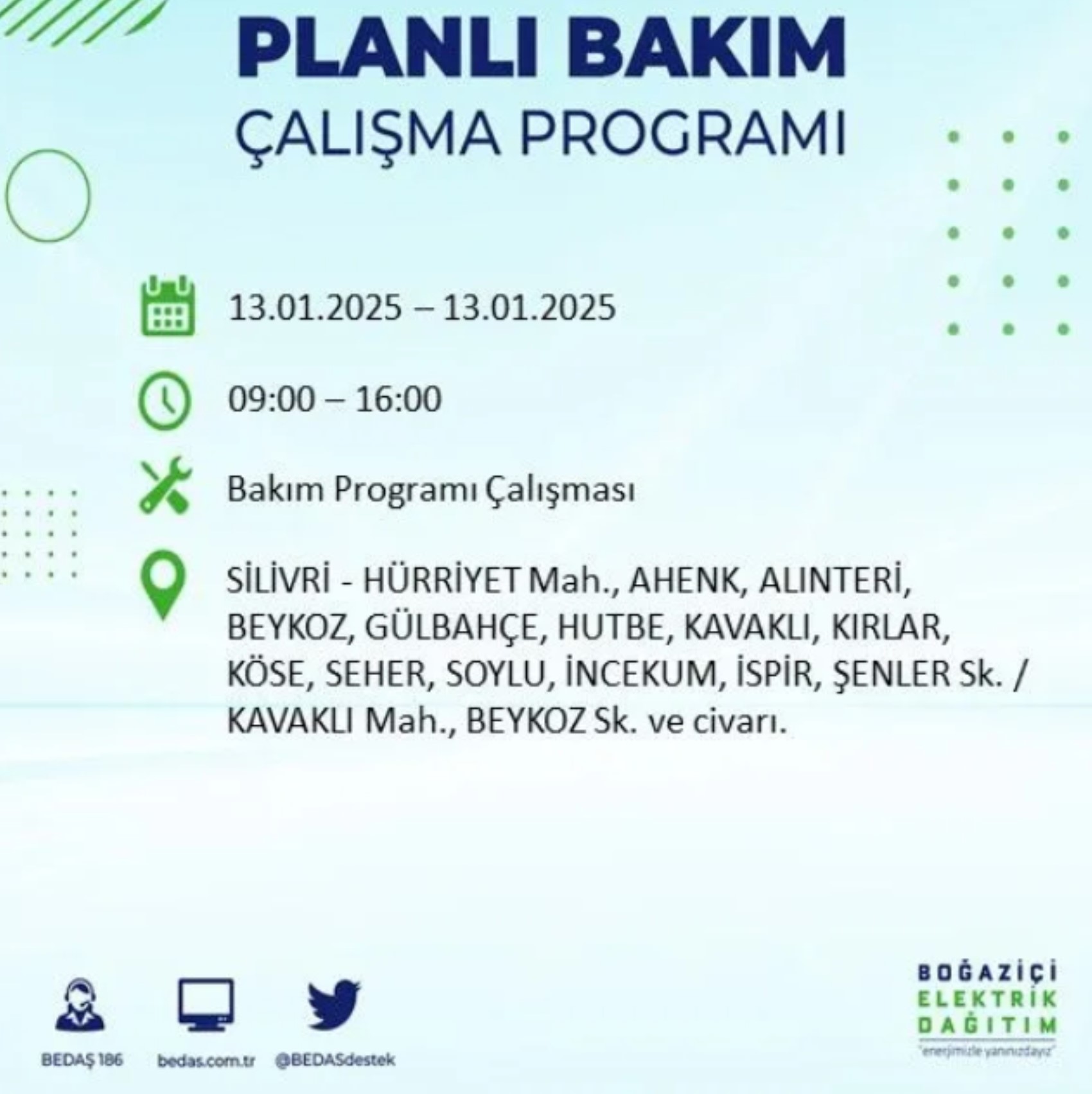 BEDAŞ açıkladı... İstanbul'da elektrik kesintisi: 13 Ocak'ta hangi mahalleler etkilenecek?