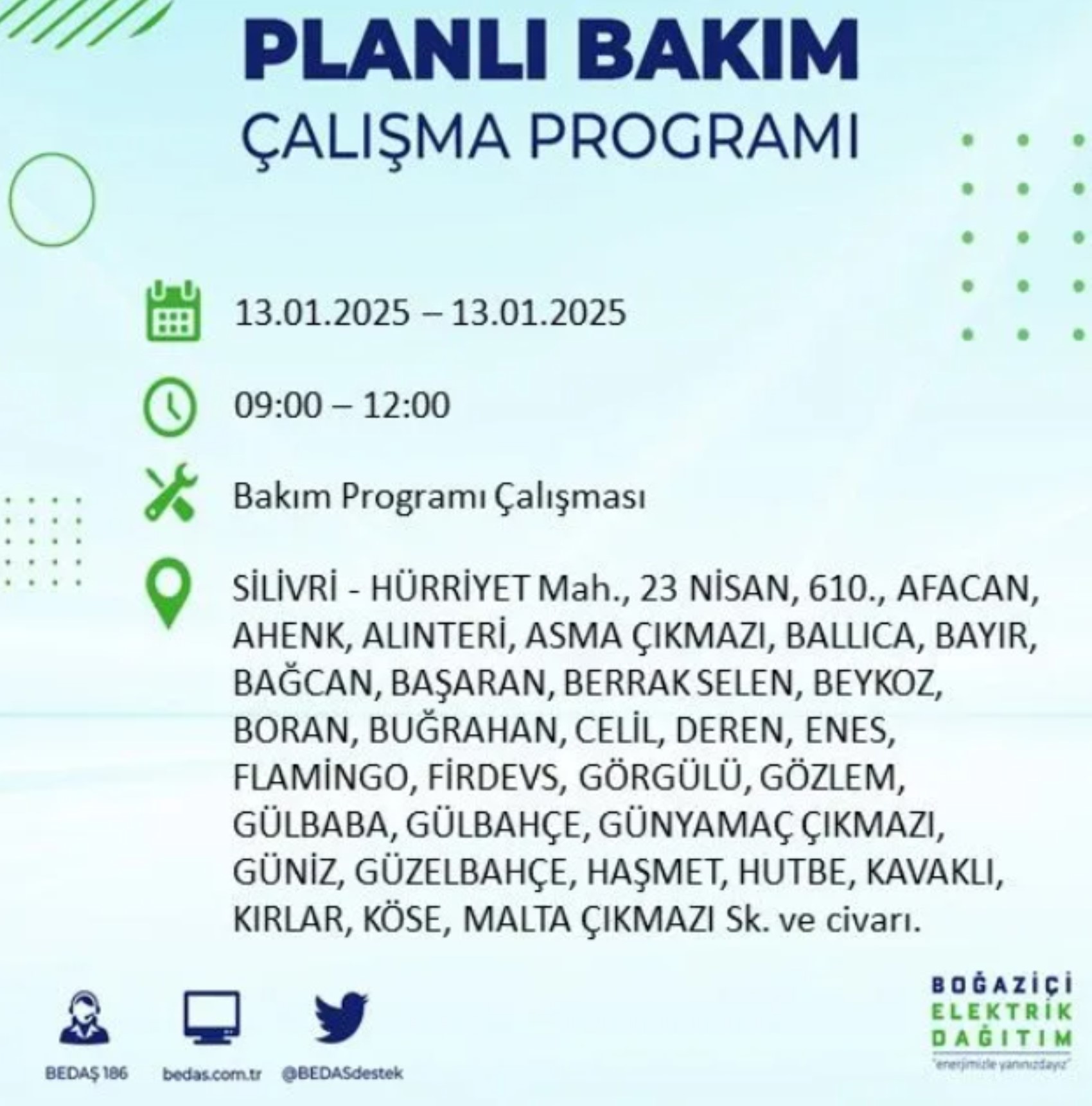 BEDAŞ açıkladı... İstanbul'da elektrik kesintisi: 13 Ocak'ta hangi mahalleler etkilenecek?