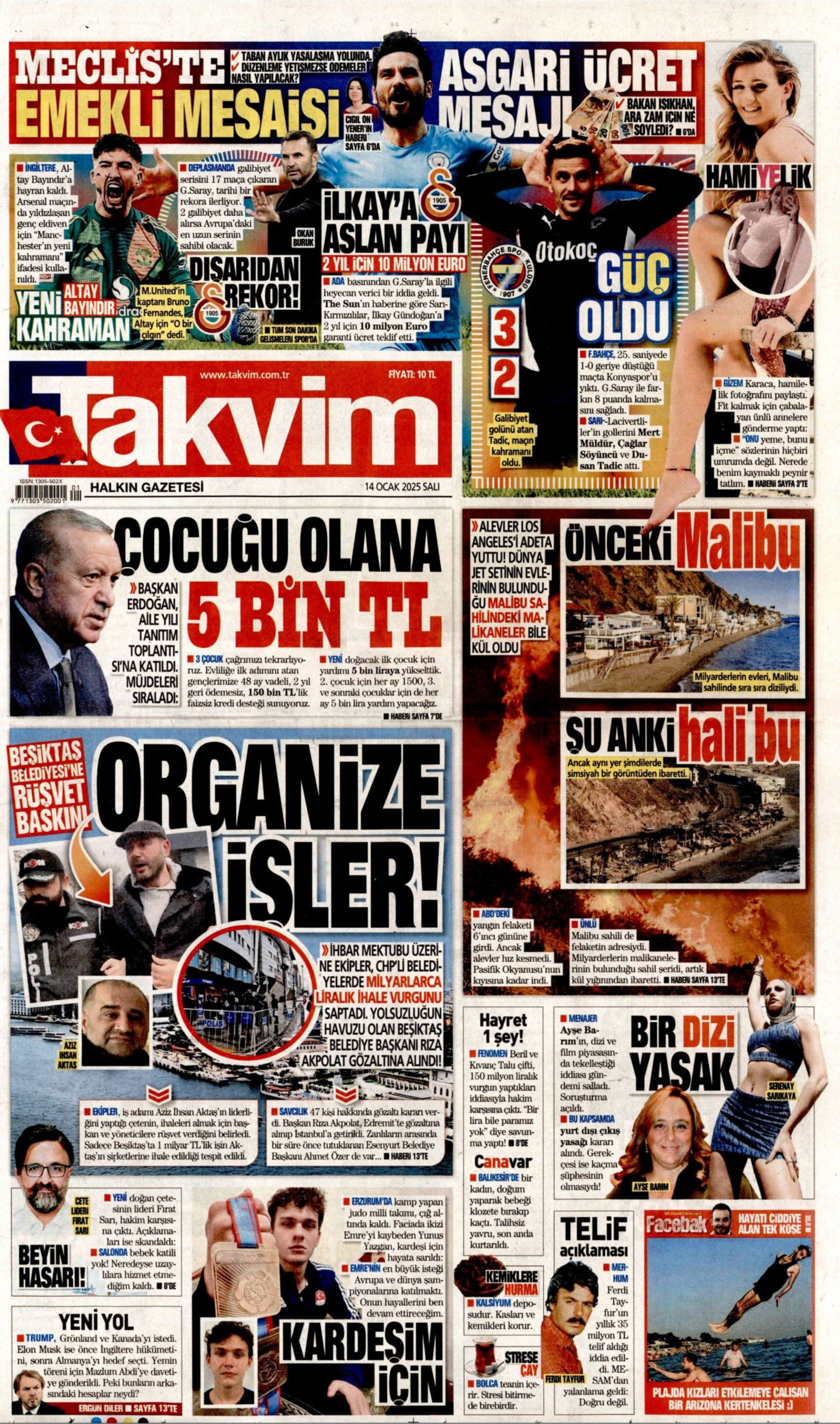 14 Ocak 2025 gazete manşetleri: Gazeteler Beşiktaş Belediyesi’ne yönelik operasyonu nasıl gördü? 'İstanbul’u alana kadar durmayacaklar: İBB’ye çökme planı devrede'