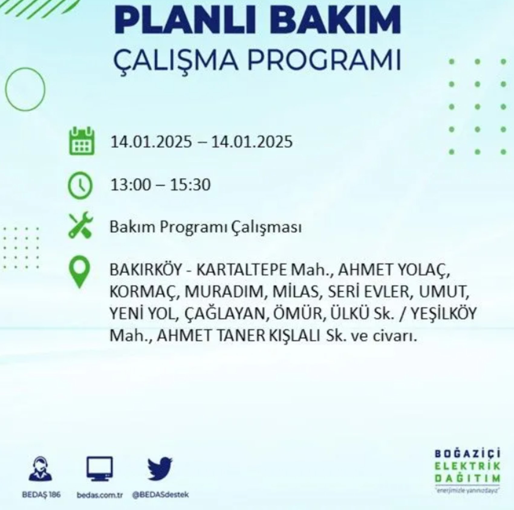 BEDAŞ açıkladı... İstanbul'da elektrik kesintisi: 14 Ocak'ta hangi mahalleler etkilenecek?