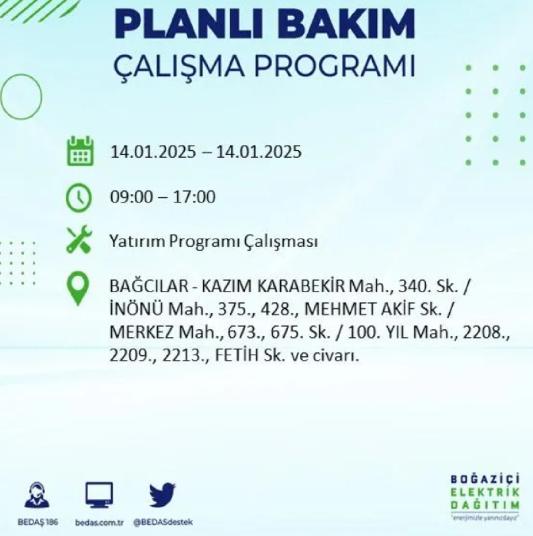 BEDAŞ açıkladı... İstanbul'da elektrik kesintisi: 14 Ocak'ta hangi mahalleler etkilenecek?