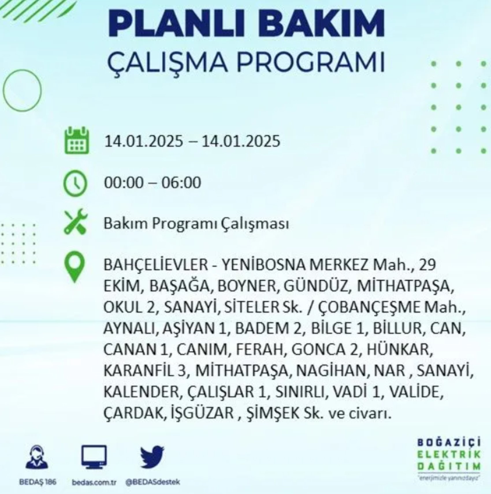 BEDAŞ açıkladı... İstanbul'da elektrik kesintisi: 14 Ocak'ta hangi mahalleler etkilenecek?