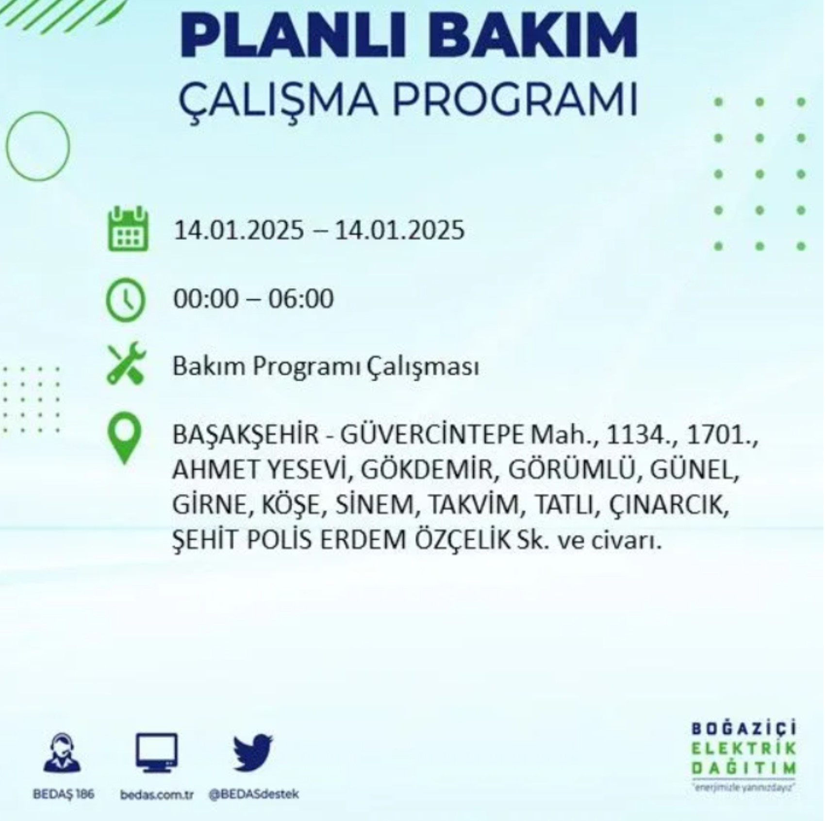 BEDAŞ açıkladı... İstanbul'da elektrik kesintisi: 14 Ocak'ta hangi mahalleler etkilenecek?