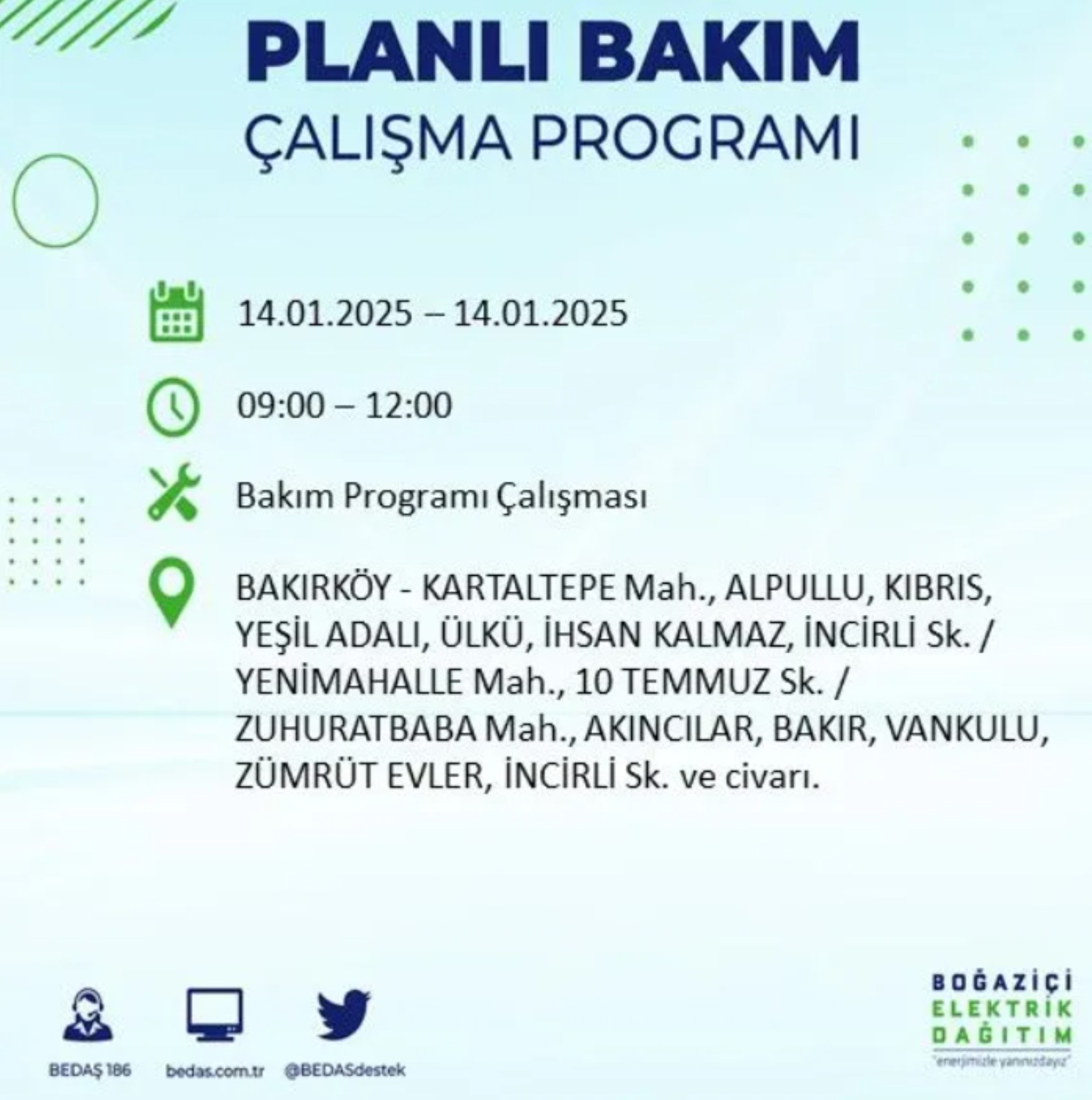 BEDAŞ açıkladı... İstanbul'da elektrik kesintisi: 14 Ocak'ta hangi mahalleler etkilenecek?