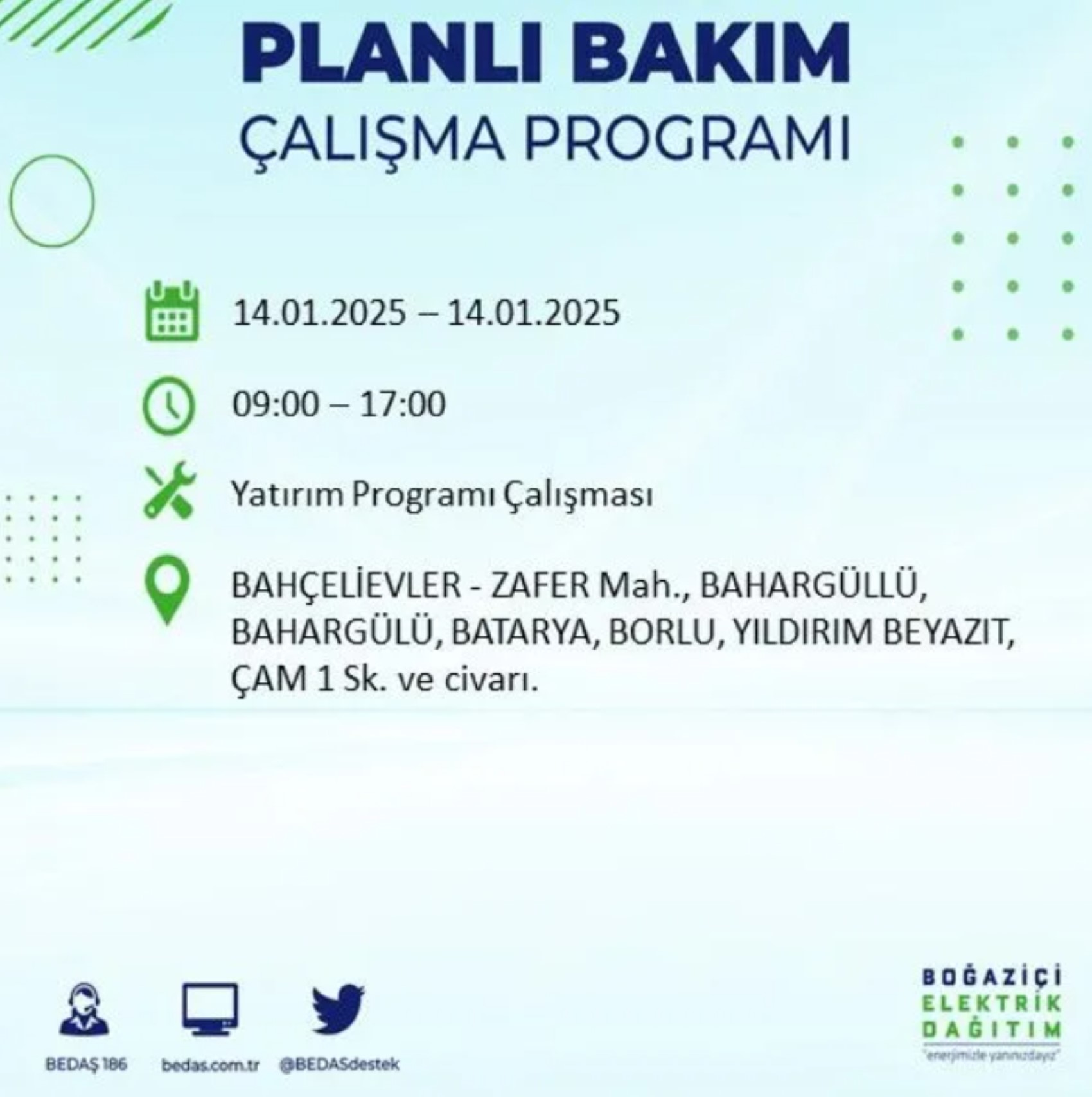 BEDAŞ açıkladı... İstanbul'da elektrik kesintisi: 14 Ocak'ta hangi mahalleler etkilenecek?