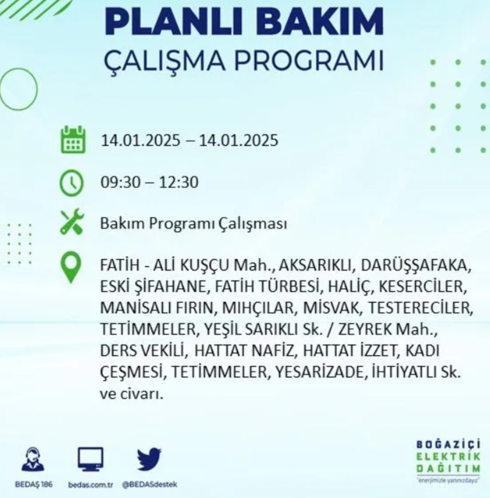 BEDAŞ açıkladı... İstanbul'da elektrik kesintisi: 14 Ocak'ta hangi mahalleler etkilenecek?