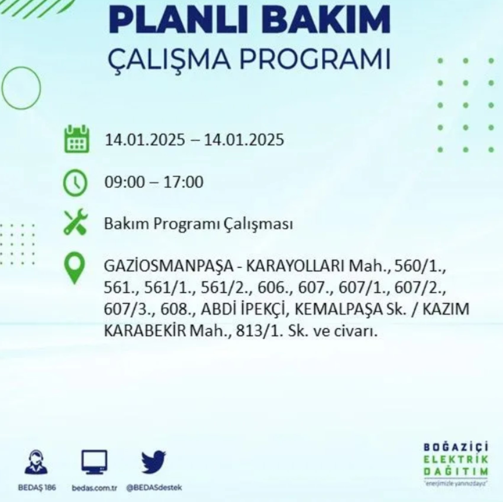 BEDAŞ açıkladı... İstanbul'da elektrik kesintisi: 14 Ocak'ta hangi mahalleler etkilenecek?