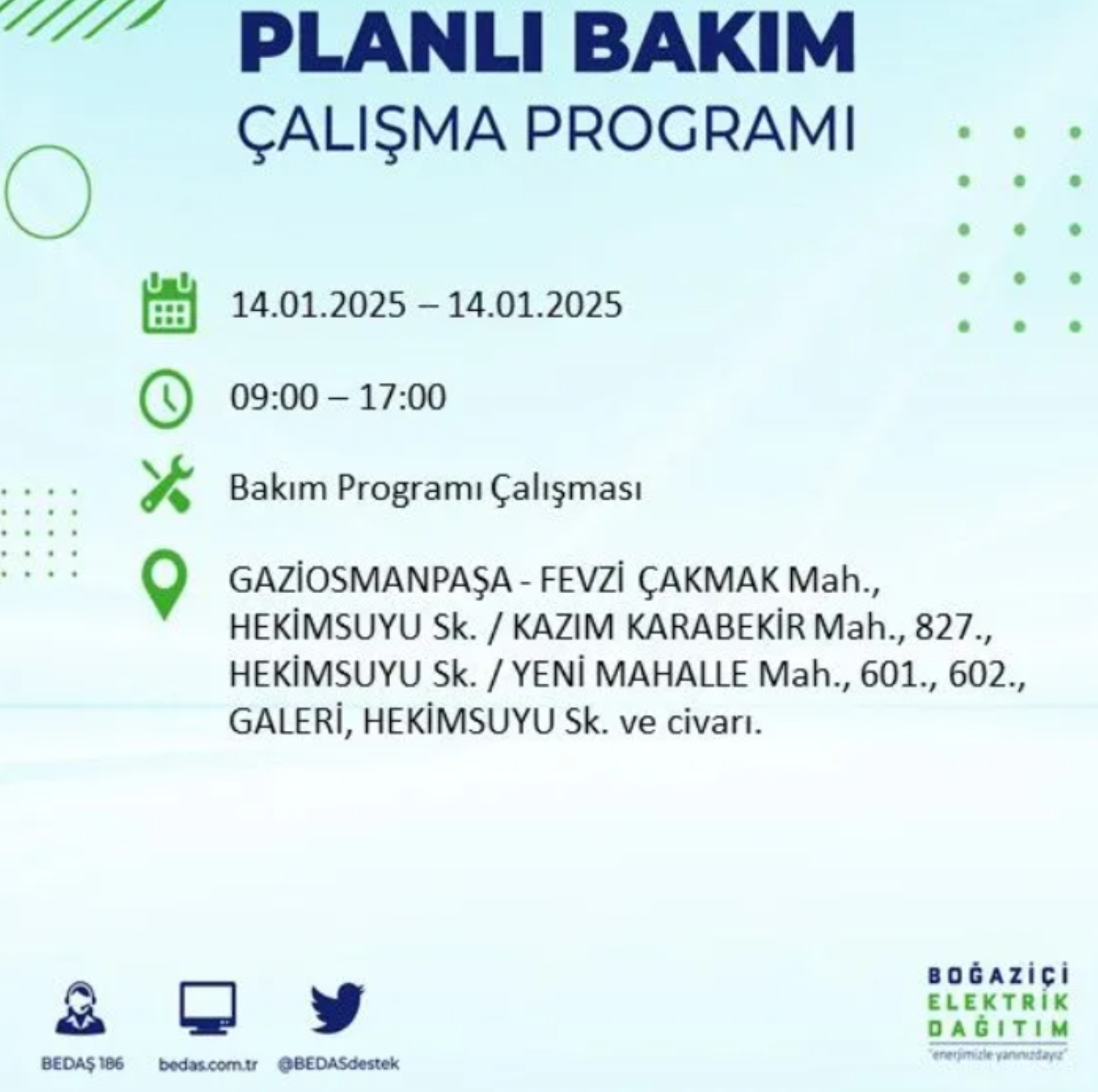 BEDAŞ açıkladı... İstanbul'da elektrik kesintisi: 14 Ocak'ta hangi mahalleler etkilenecek?