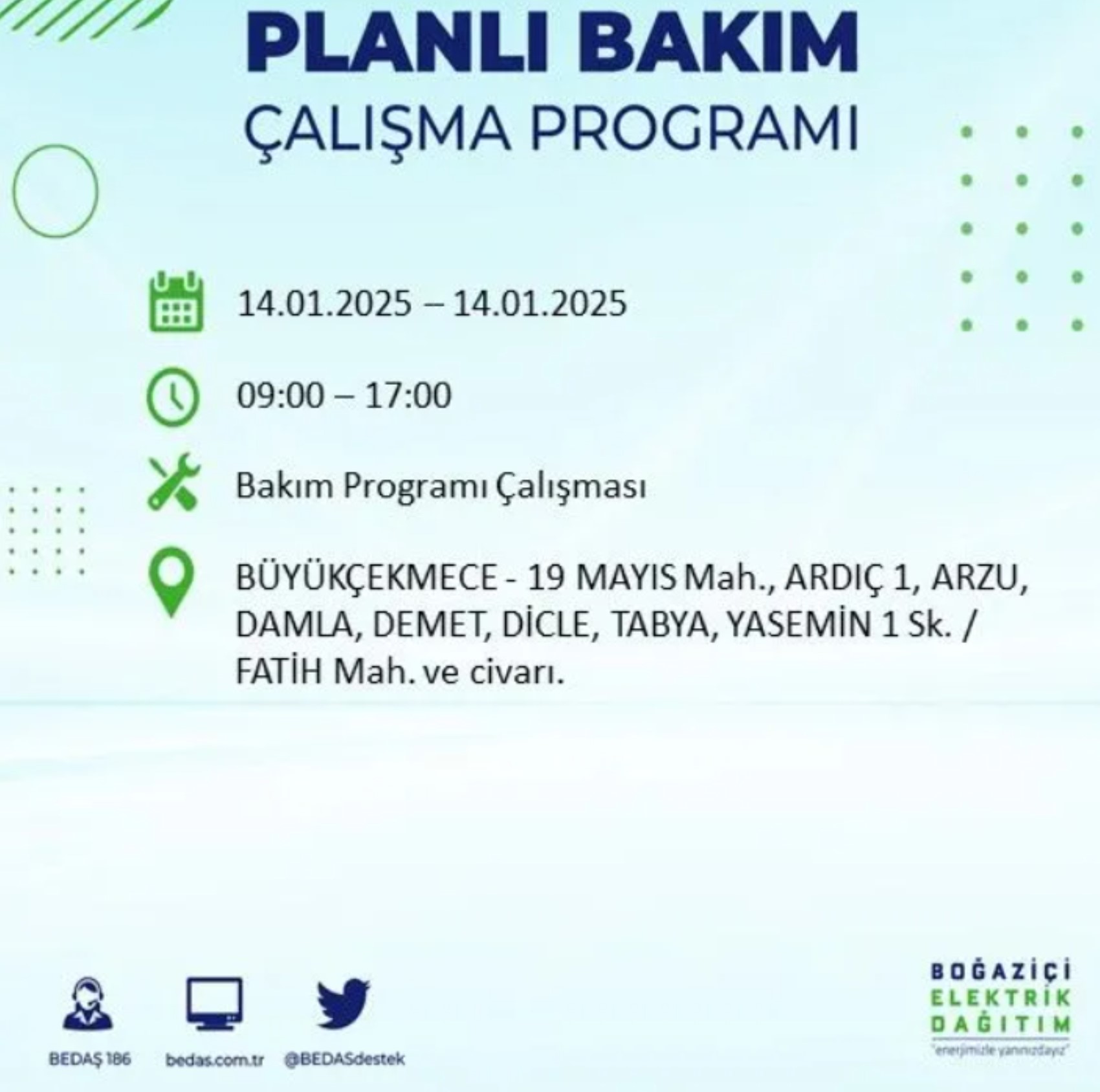 BEDAŞ açıkladı... İstanbul'da elektrik kesintisi: 14 Ocak'ta hangi mahalleler etkilenecek?