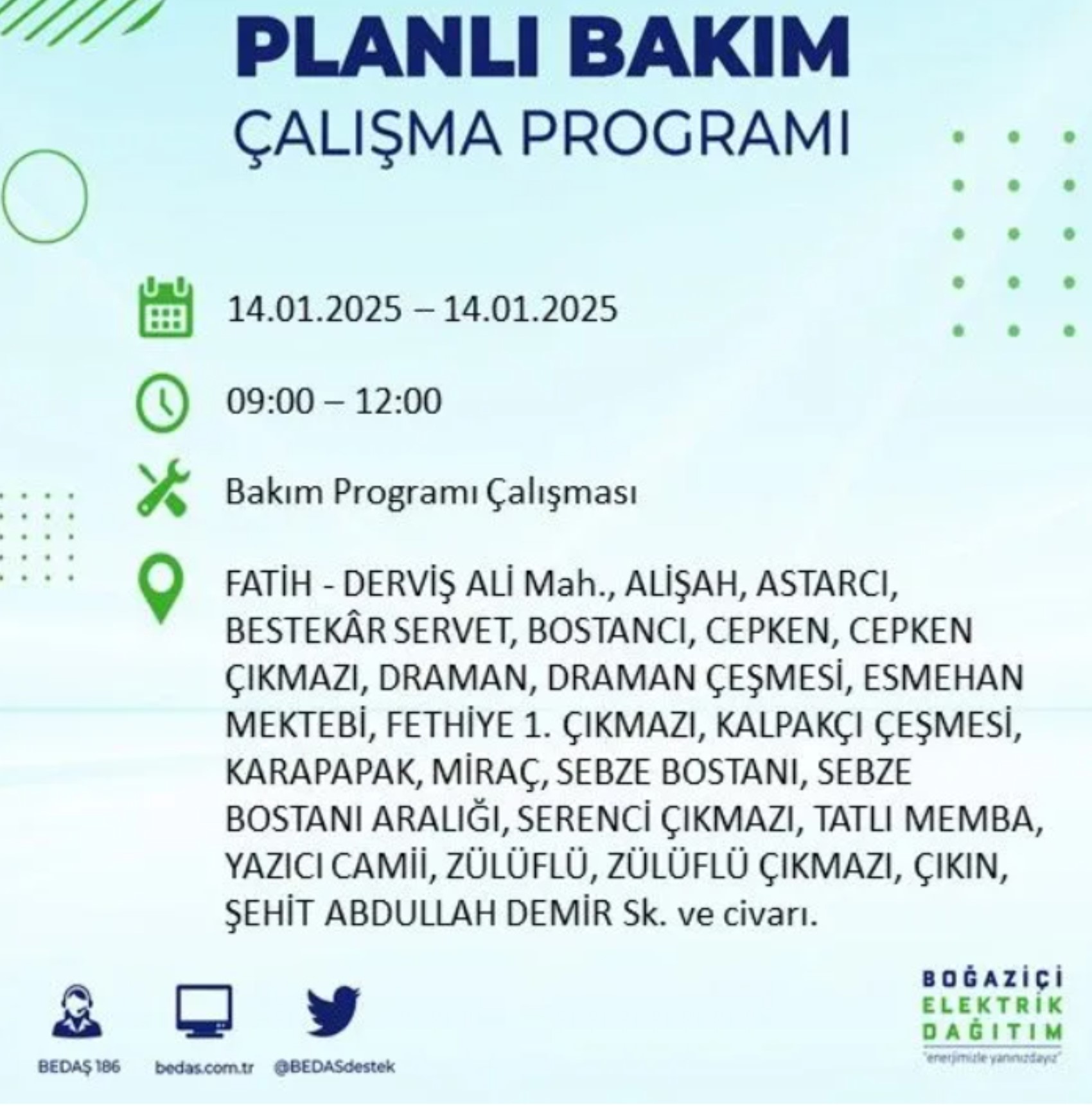 BEDAŞ açıkladı... İstanbul'da elektrik kesintisi: 14 Ocak'ta hangi mahalleler etkilenecek?