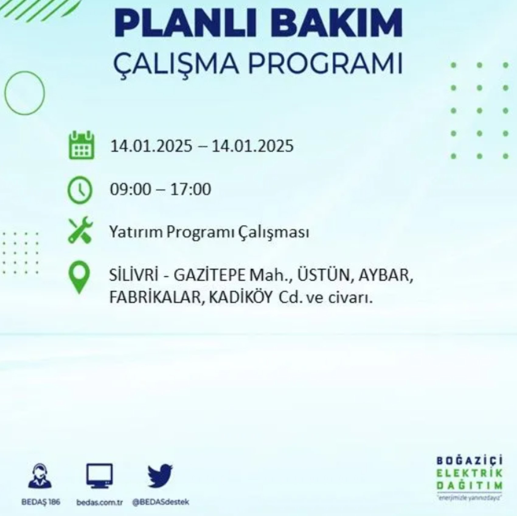 BEDAŞ açıkladı... İstanbul'da elektrik kesintisi: 14 Ocak'ta hangi mahalleler etkilenecek?