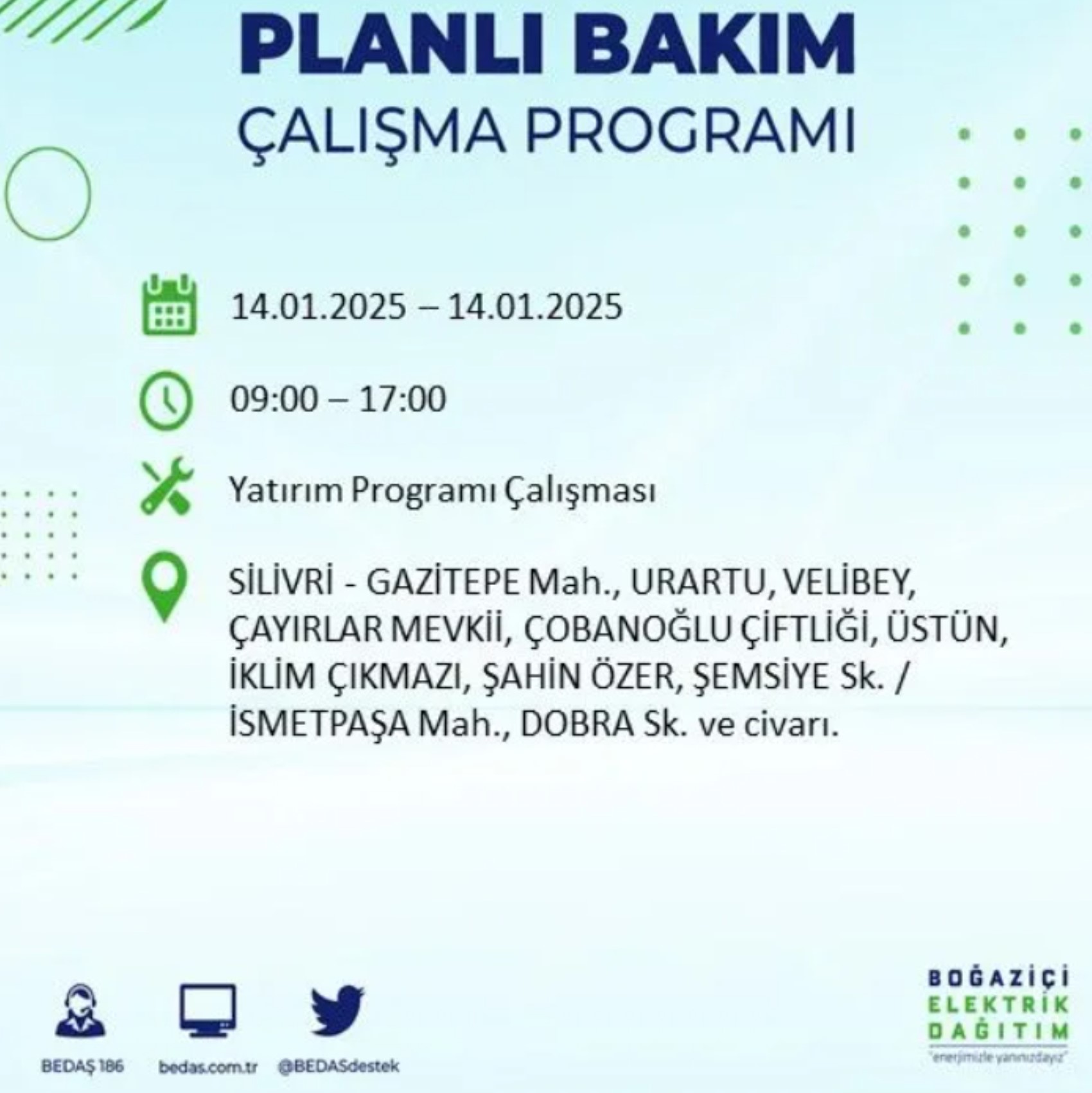 BEDAŞ açıkladı... İstanbul'da elektrik kesintisi: 14 Ocak'ta hangi mahalleler etkilenecek?