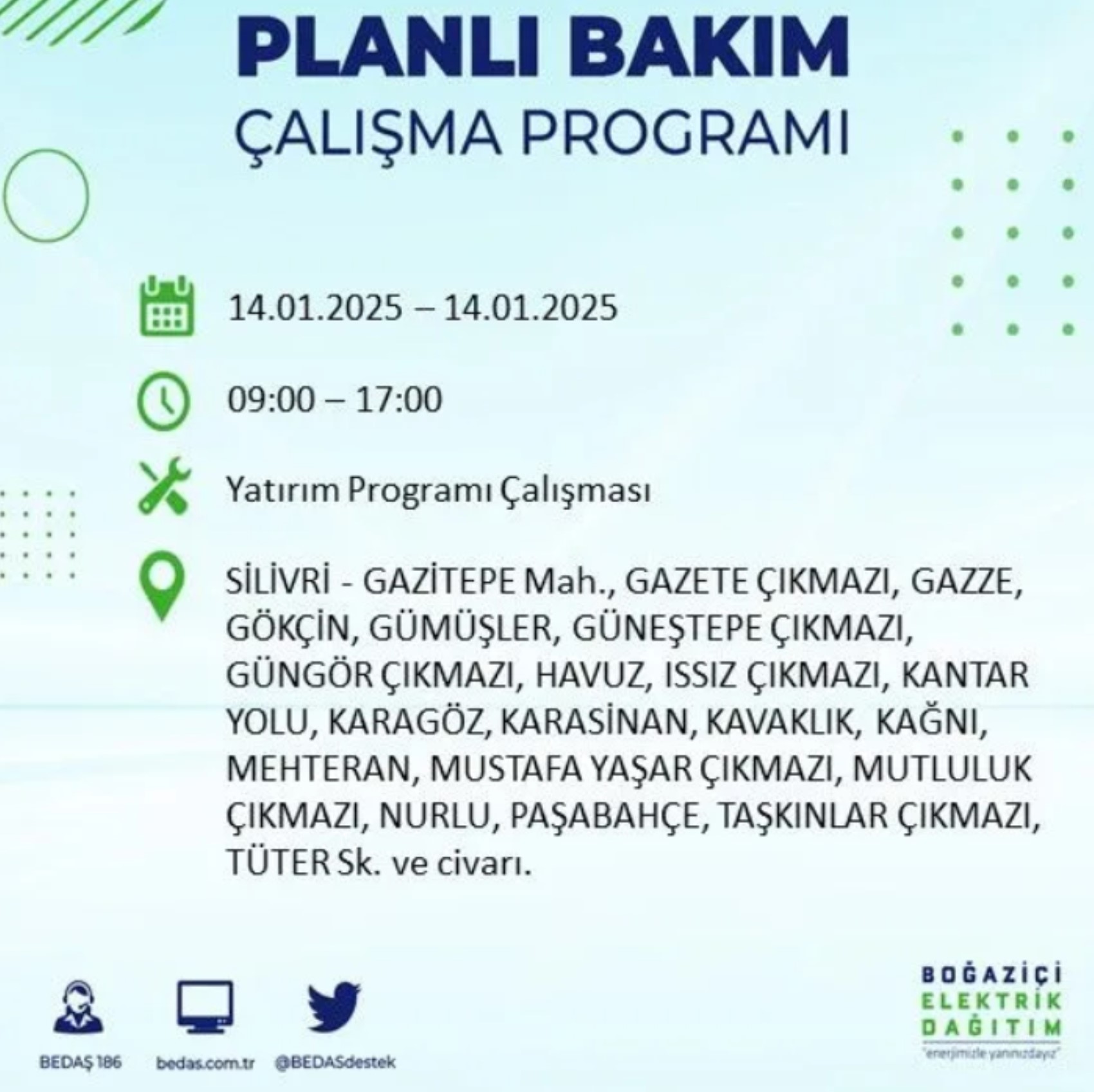 BEDAŞ açıkladı... İstanbul'da elektrik kesintisi: 14 Ocak'ta hangi mahalleler etkilenecek?