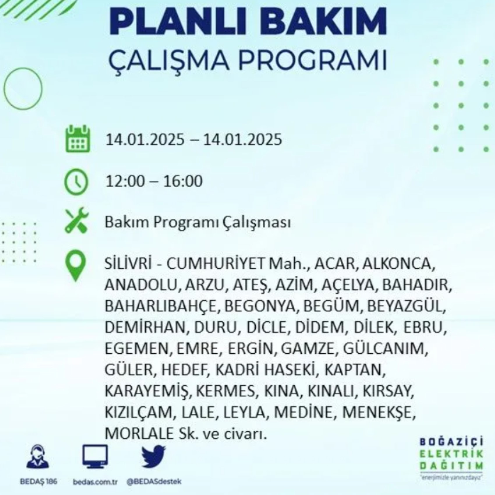 BEDAŞ açıkladı... İstanbul'da elektrik kesintisi: 14 Ocak'ta hangi mahalleler etkilenecek?