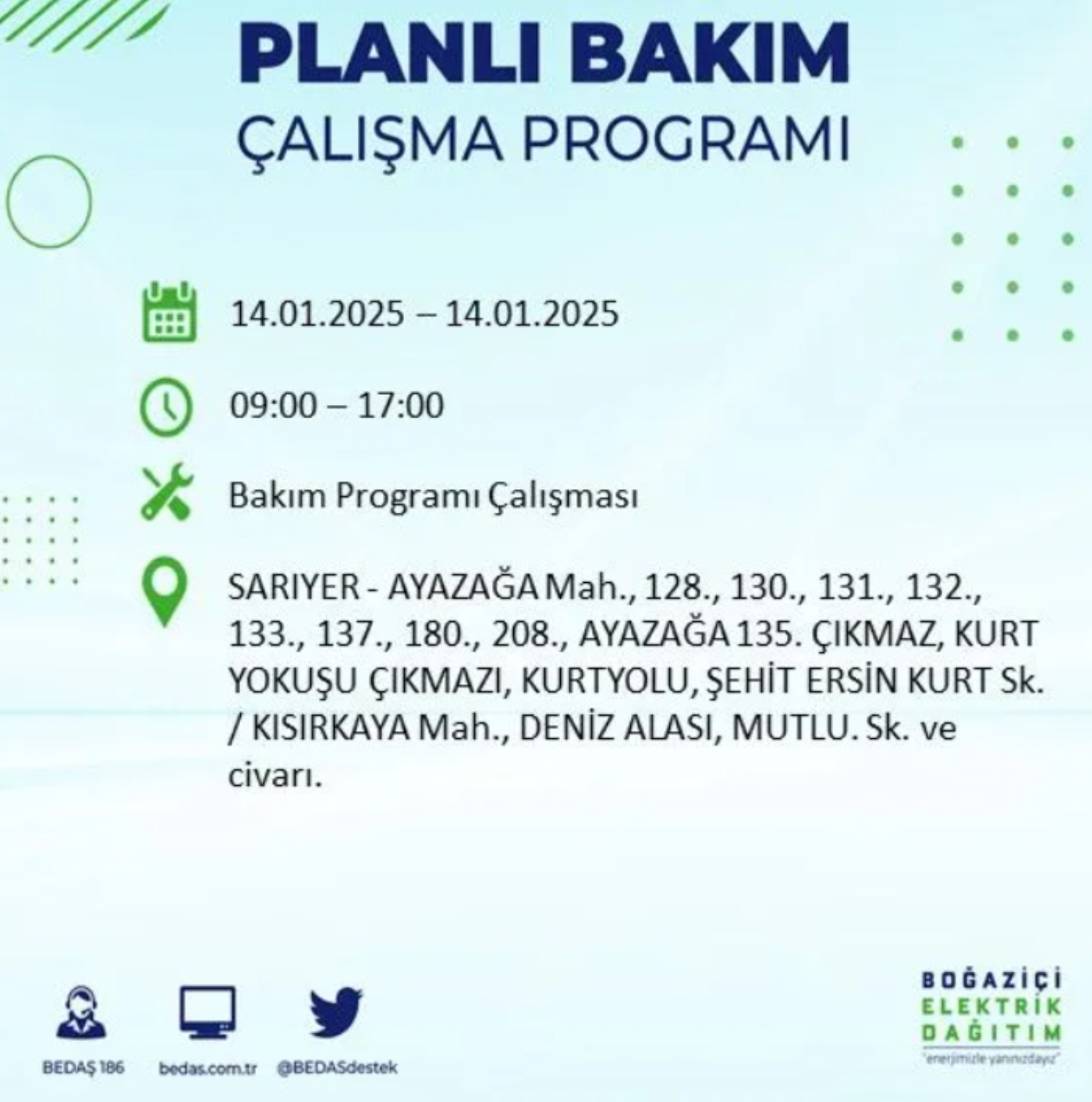 BEDAŞ açıkladı... İstanbul'da elektrik kesintisi: 14 Ocak'ta hangi mahalleler etkilenecek?